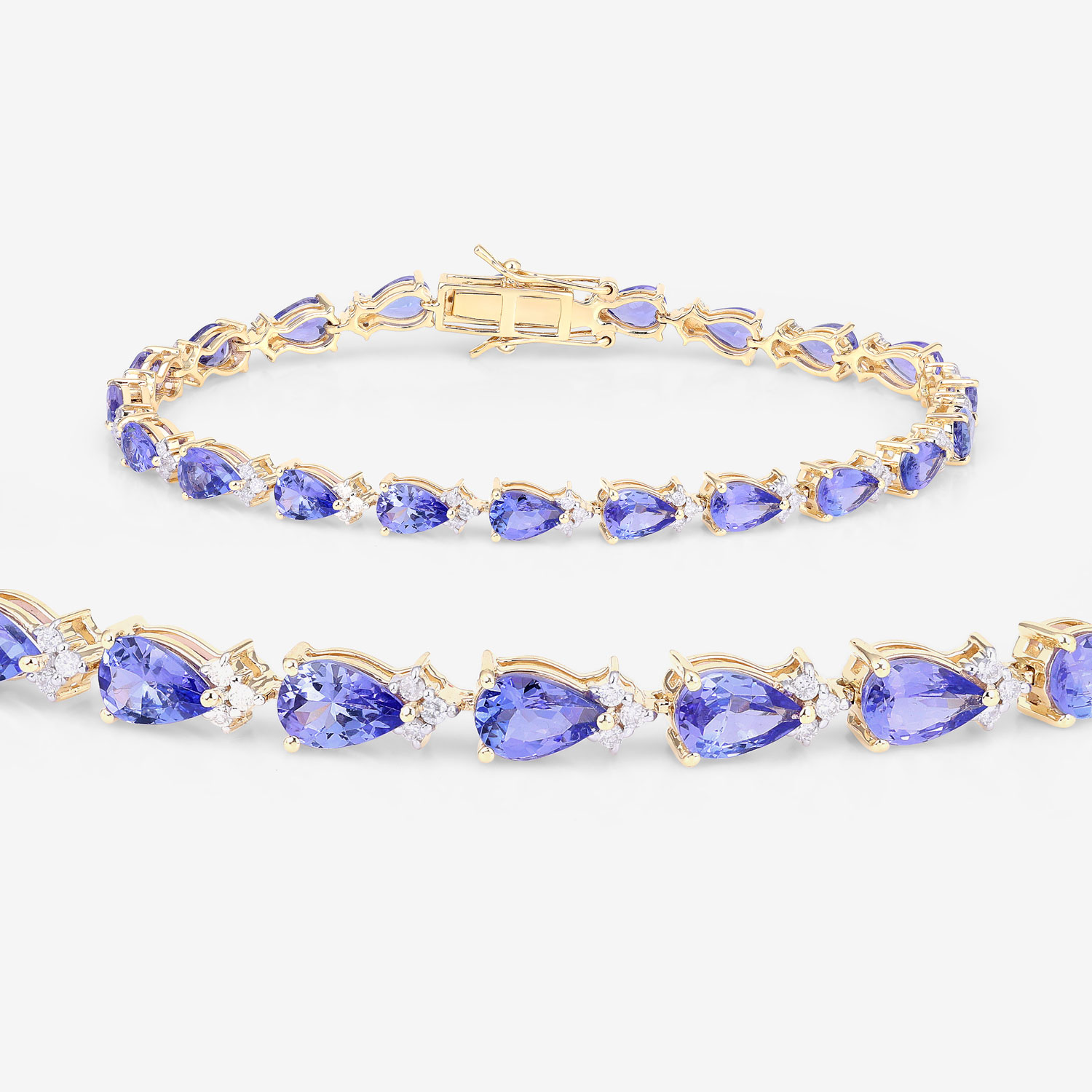 8.27 Carat Genuine Tanzanite and White Diamond 14K Yellow Gold Bracelet 8.27 C.T.W 14K yellow or white gold - view 5
