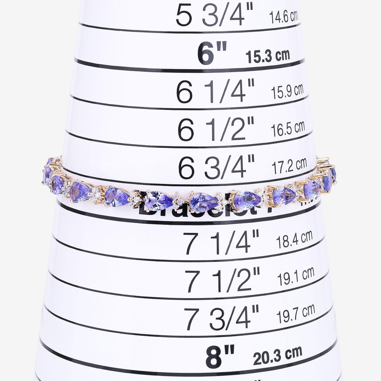 8.27 Carat Genuine Tanzanite and White Diamond 14K Yellow Gold Bracelet 8.27 C.T.W 14K yellow or white gold - view 4