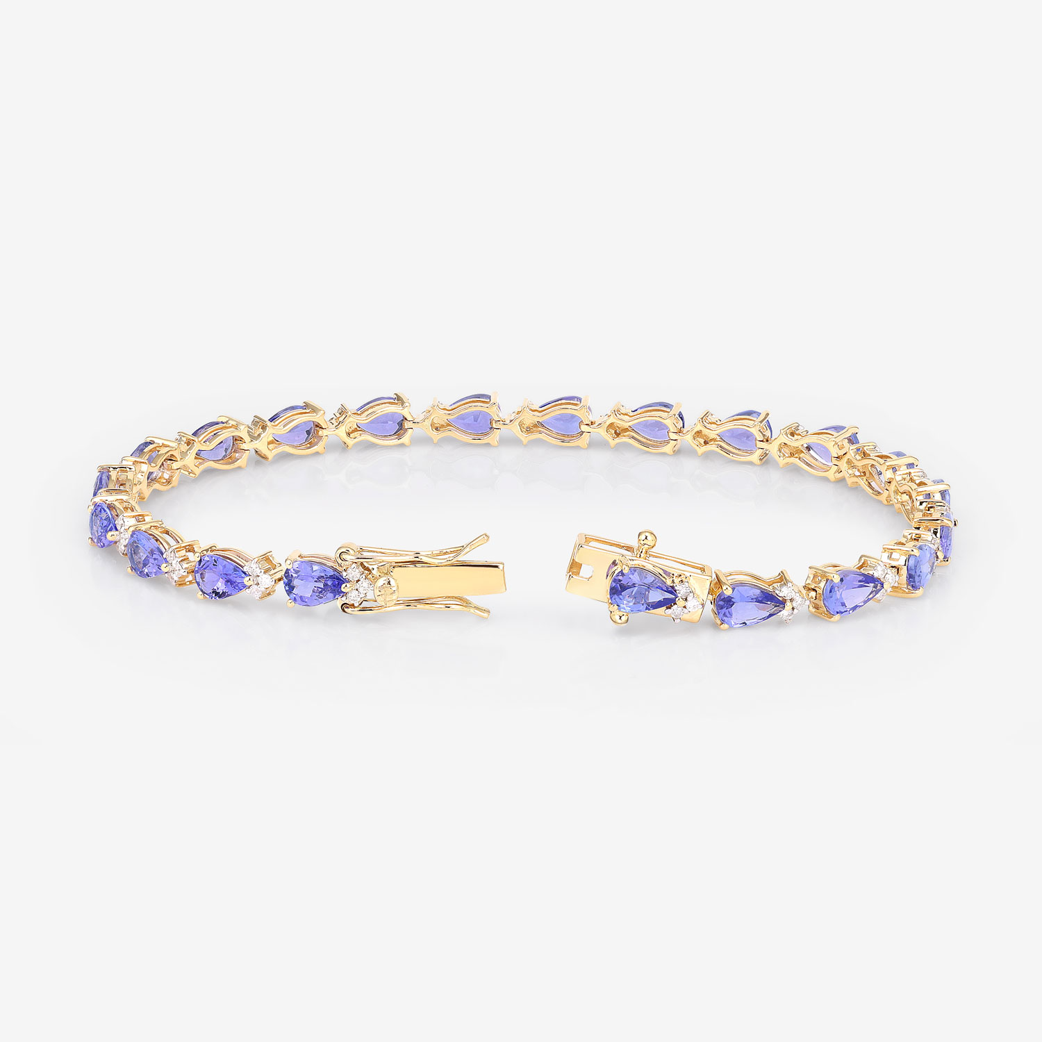 8.27 Carat Genuine Tanzanite and White Diamond 14K Yellow Gold Bracelet 8.27 C.T.W 14K yellow or white gold - view 8