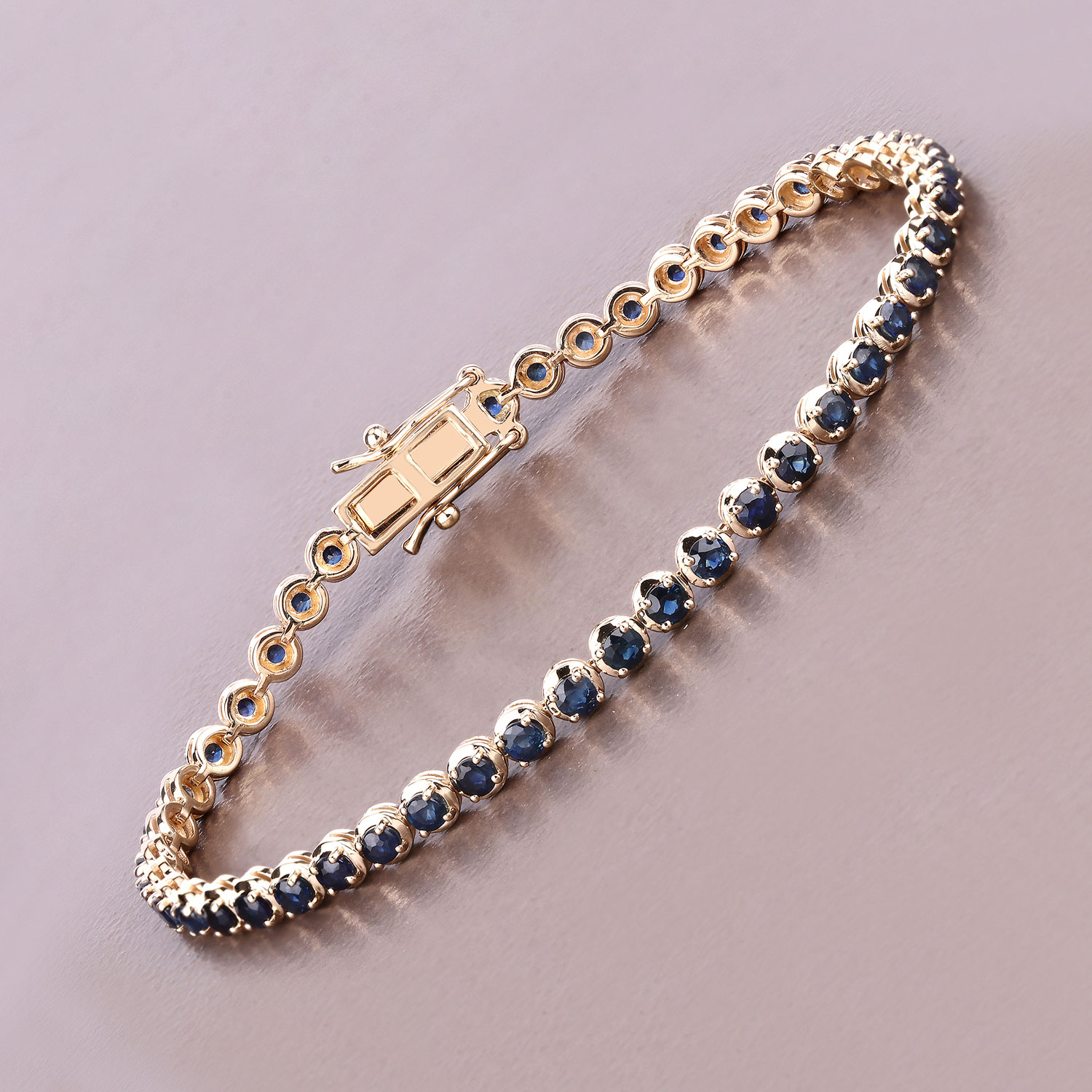 3.13 Carat Genuine Blue Sapphire 14K Yellow Gold Bracelet 3.13 C.T.W 14K yellow gold - view 5