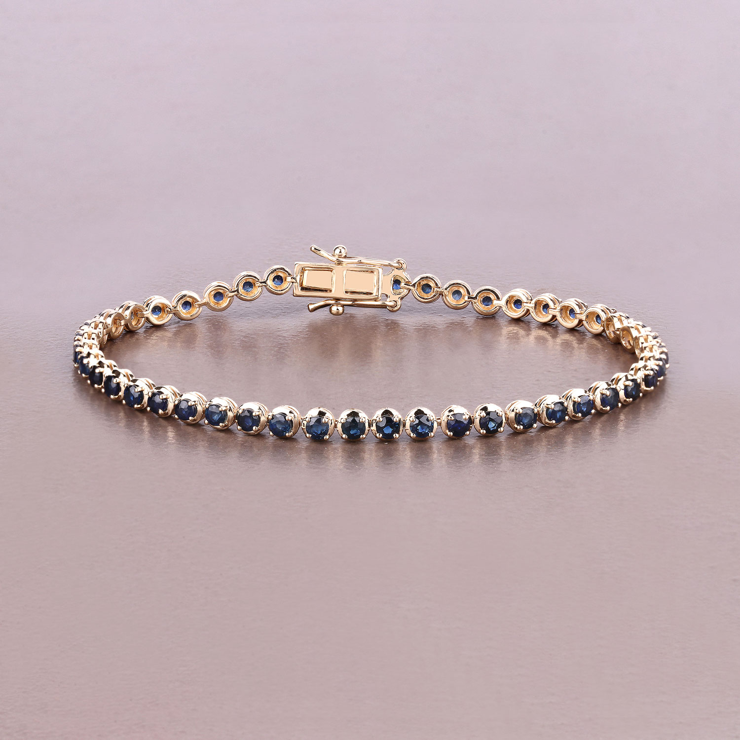 3.13 Carat Genuine Blue Sapphire 14K Yellow Gold Bracelet 3.13 C.T.W 14K yellow gold - view 2