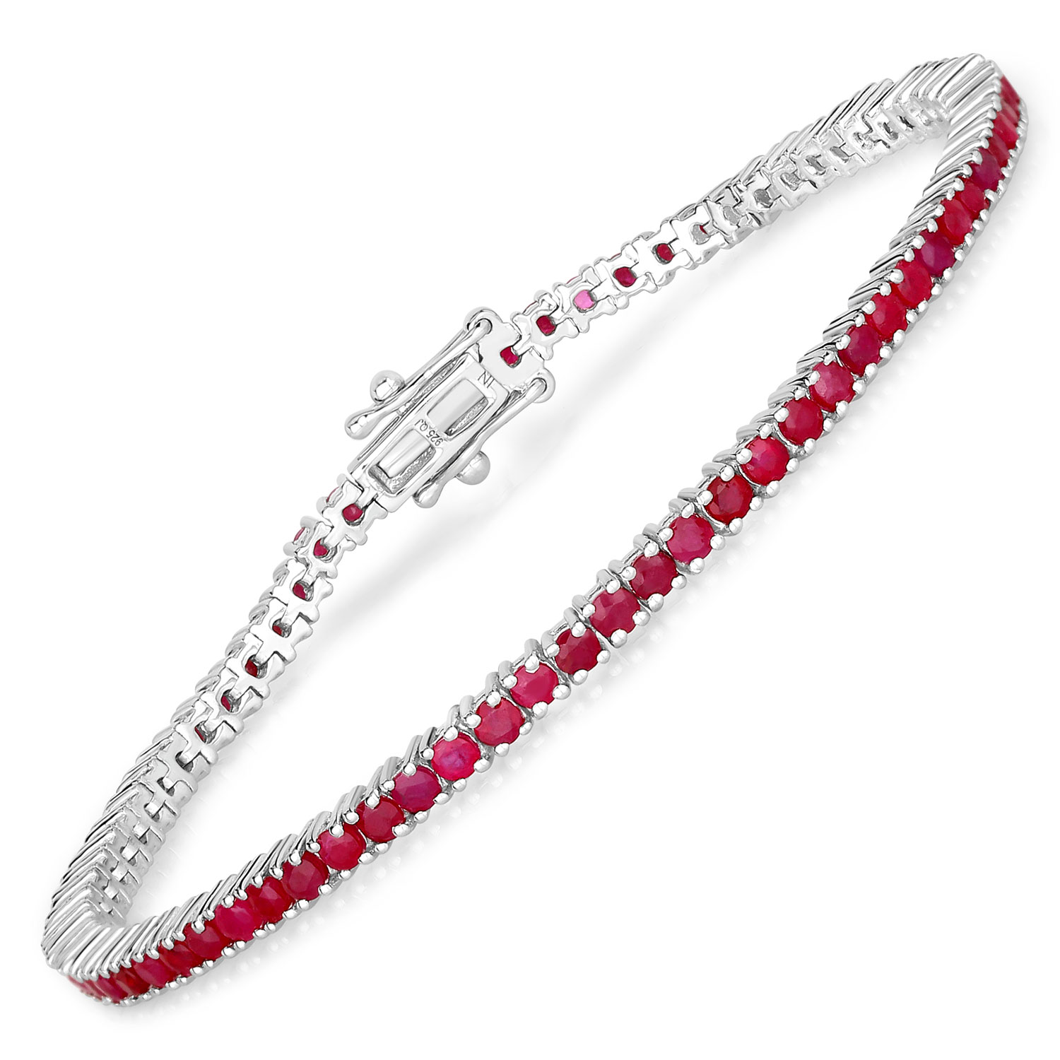 4.44 Carat Genuine Ruby .925 Sterling Silver Bracelet 4.44 C.T.W Sterling Silver - view 3