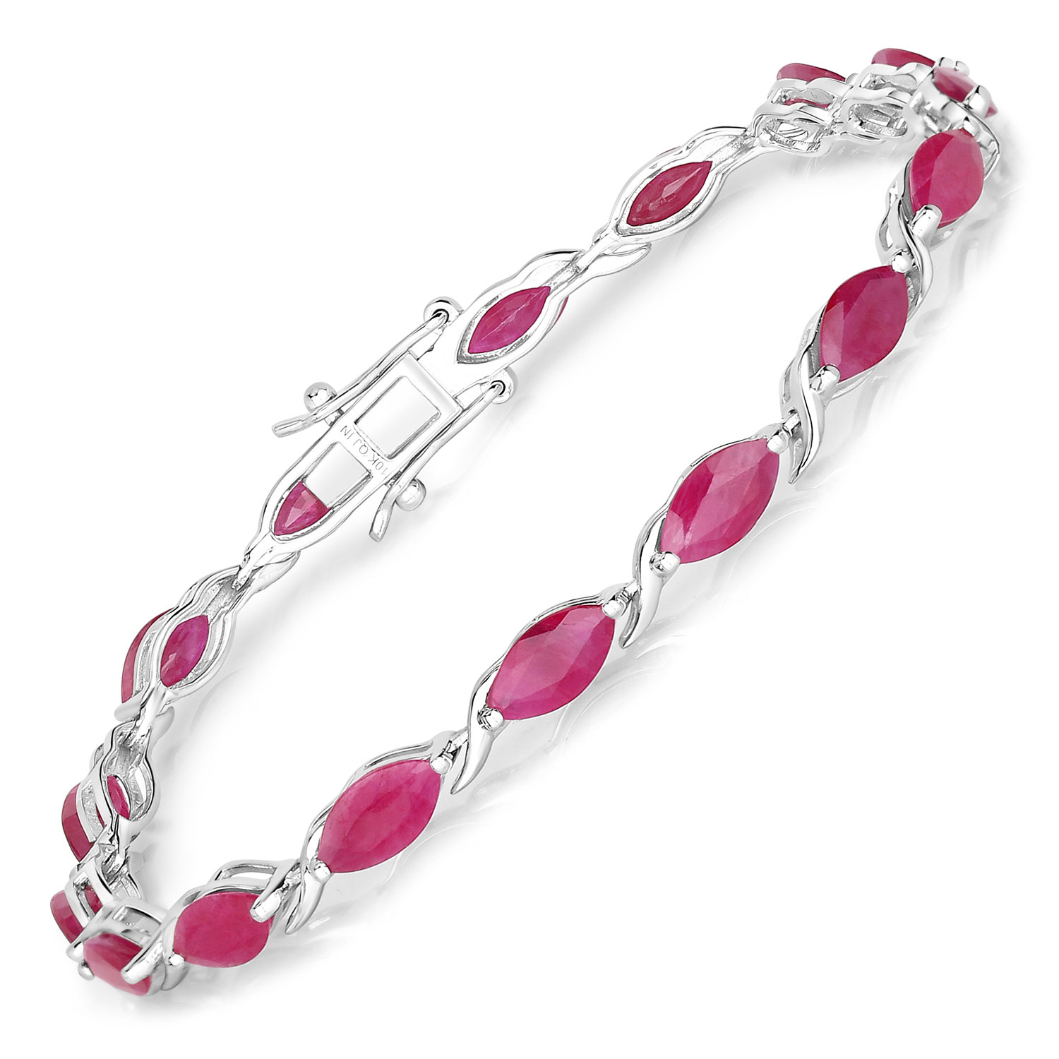 8.00 Carat Genuine Ruby 10K White Gold Bracelet 8.00 C.T.W 10K white gold - view 8