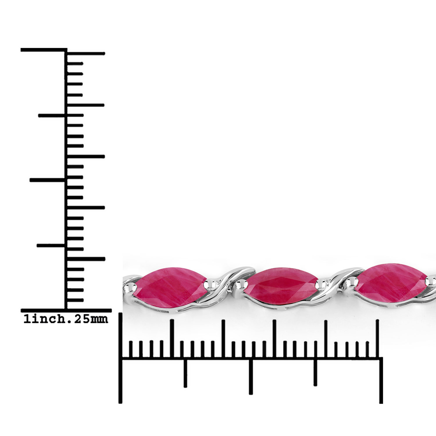8.00 Carat Genuine Ruby 10K White Gold Bracelet 8.00 C.T.W 10K white gold - view 5