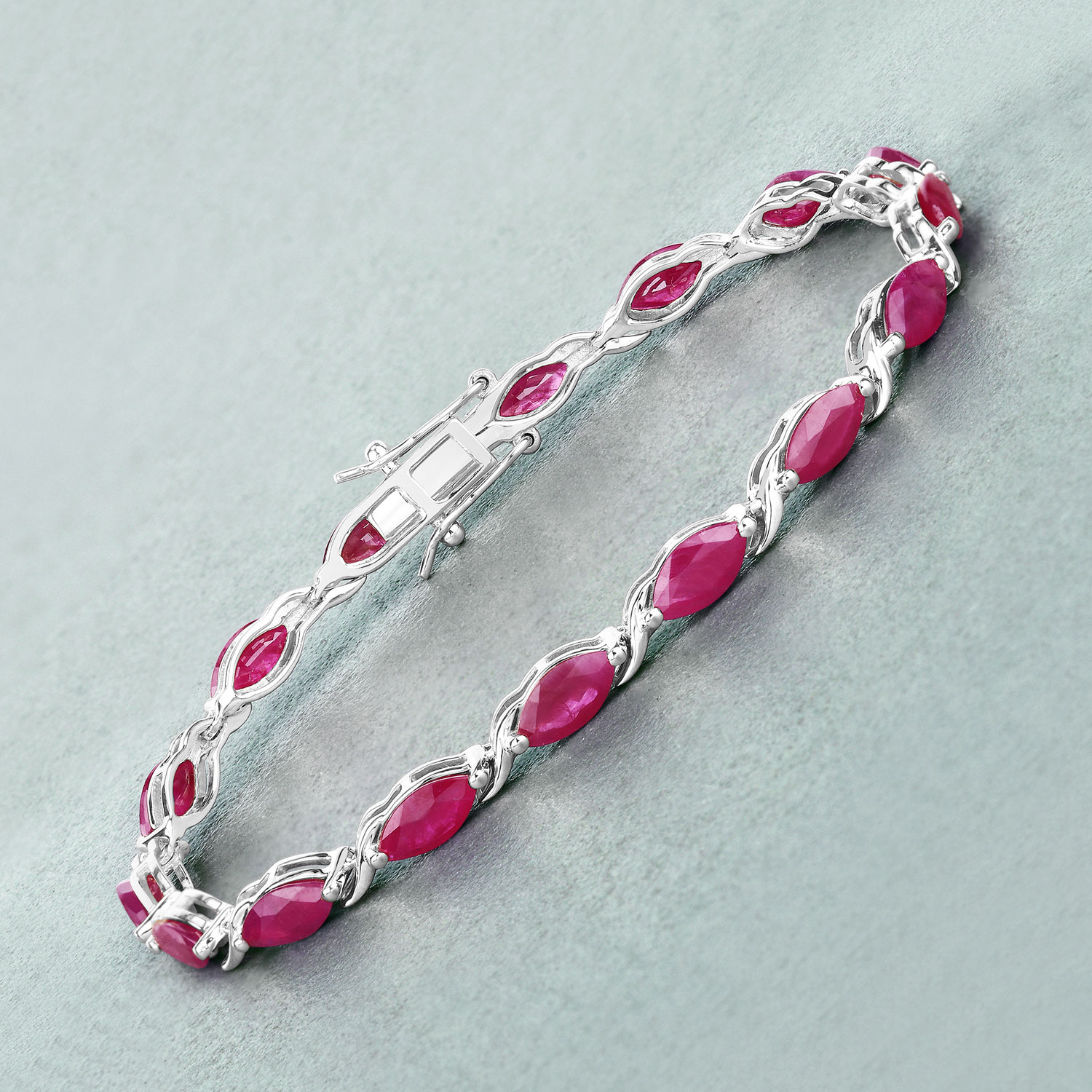 8.00 Carat Genuine Ruby 10K White Gold Bracelet 8.00 C.T.W 10K white gold - view 10