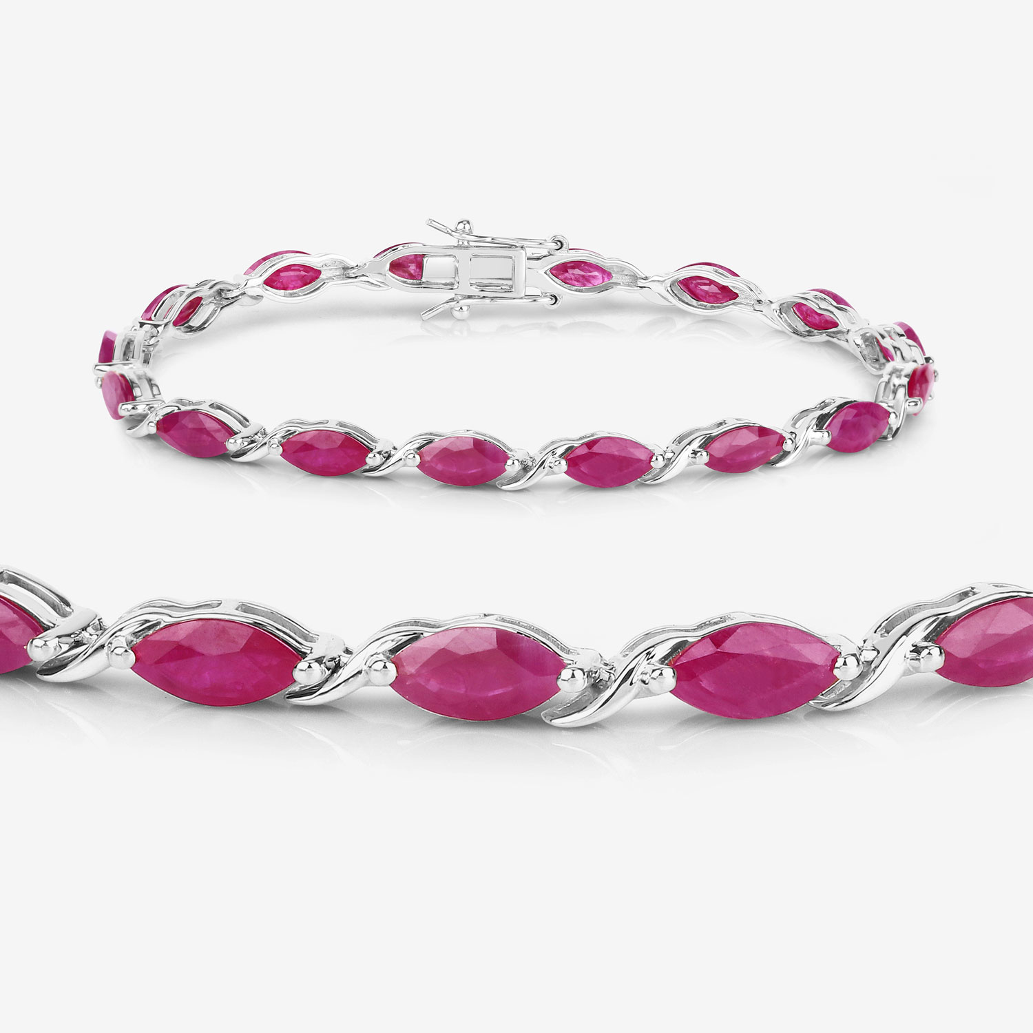 8.00 Carat Genuine Ruby 10K White Gold Bracelet 8.00 C.T.W 10K white gold - view 9