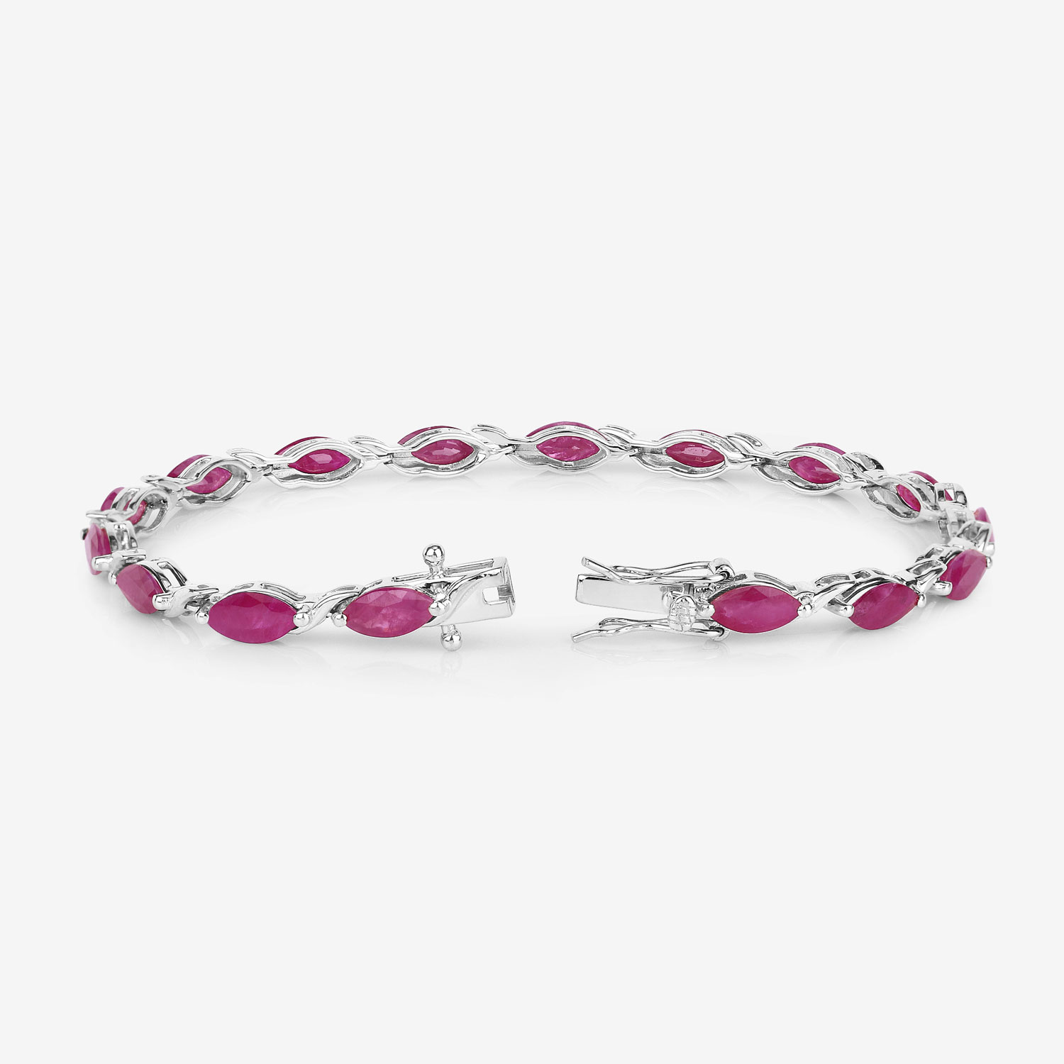 8.00 Carat Genuine Ruby 10K White Gold Bracelet 8.00 C.T.W 10K white gold - view 2