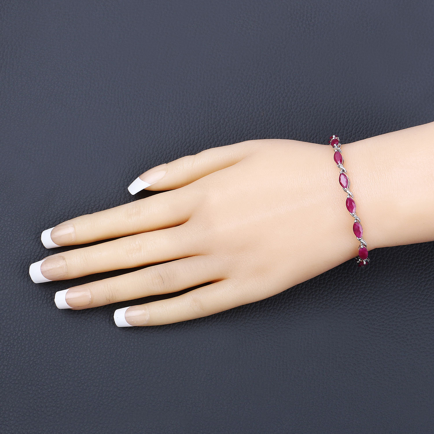 8.00 Carat Genuine Ruby 10K White Gold Bracelet 8.00 C.T.W 10K white gold - view 6