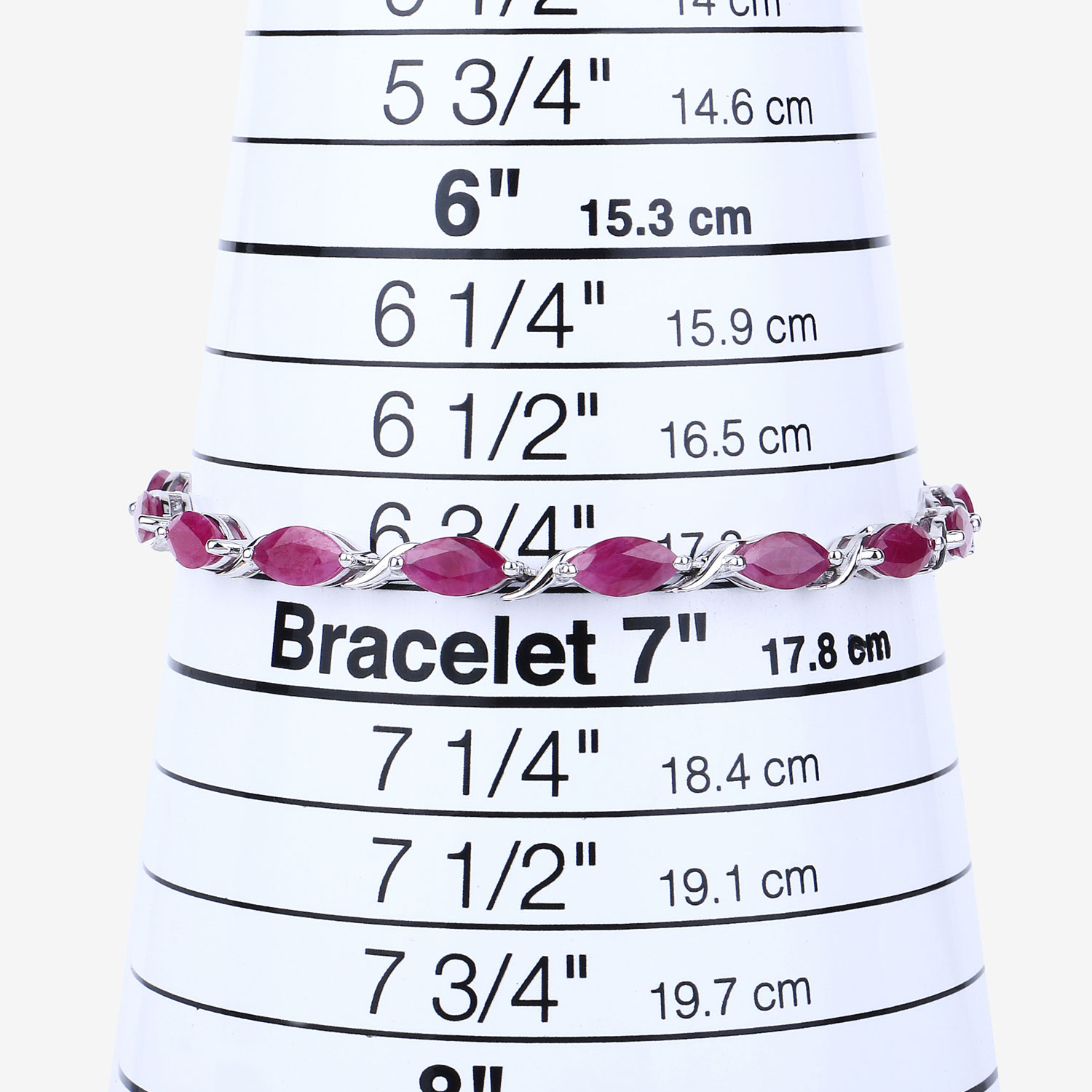 8.00 Carat Genuine Ruby 10K White Gold Bracelet 8.00 C.T.W 10K white gold - view 3