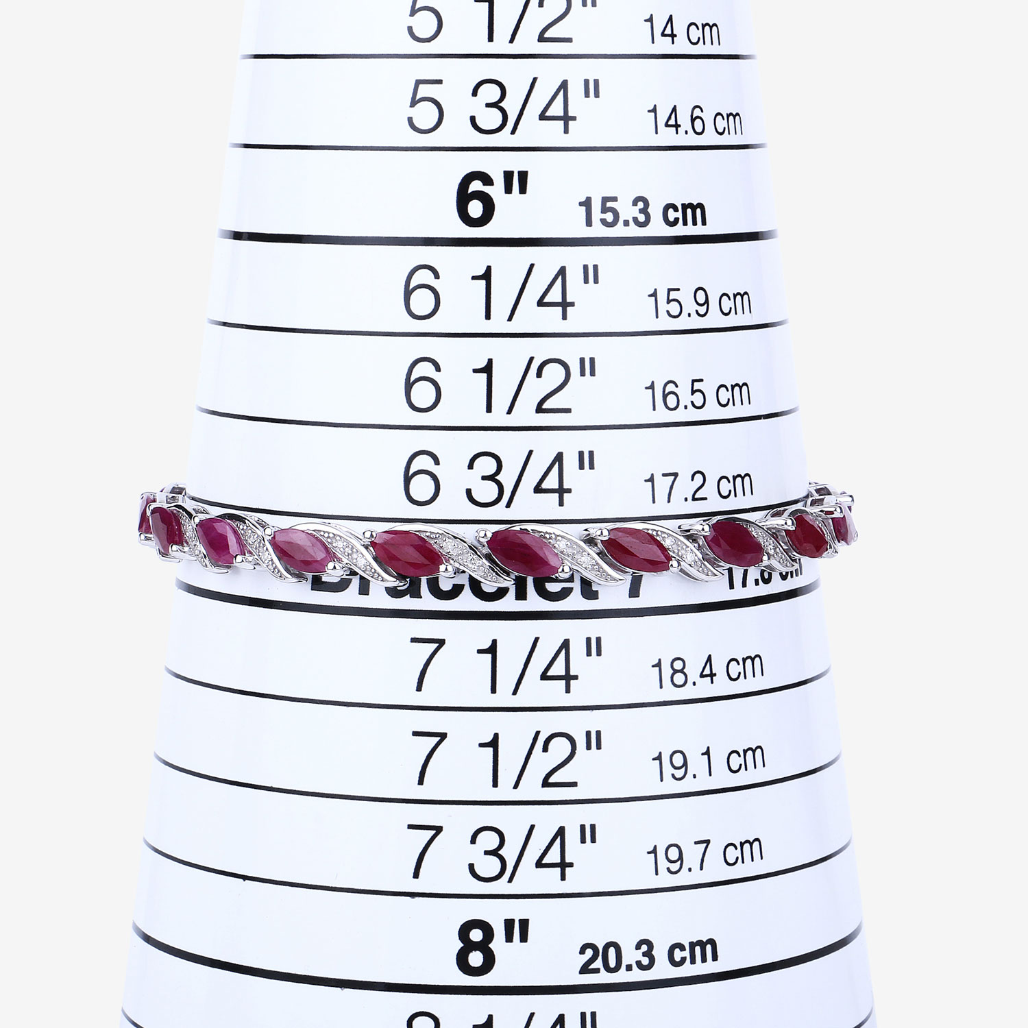 7.78 Carat Genuine Ruby and White Diamond 10K White Gold Bracelet 7.78 C.T.W 10K white gold - view 6