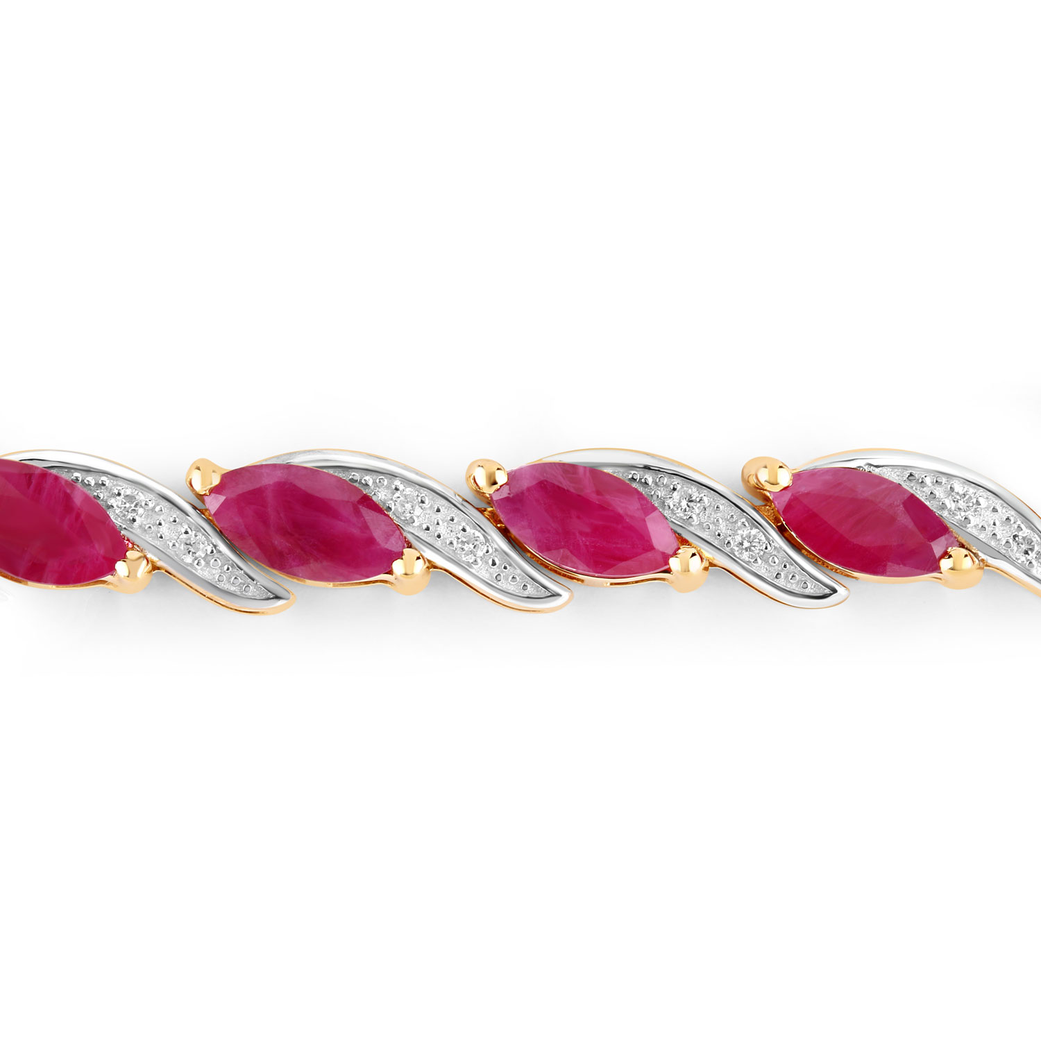 7.78 Carat Genuine Ruby and White Diamond 10K Yellow Gold Bracelet 7.78 C.T.W 10K yellow or white gold - view 2