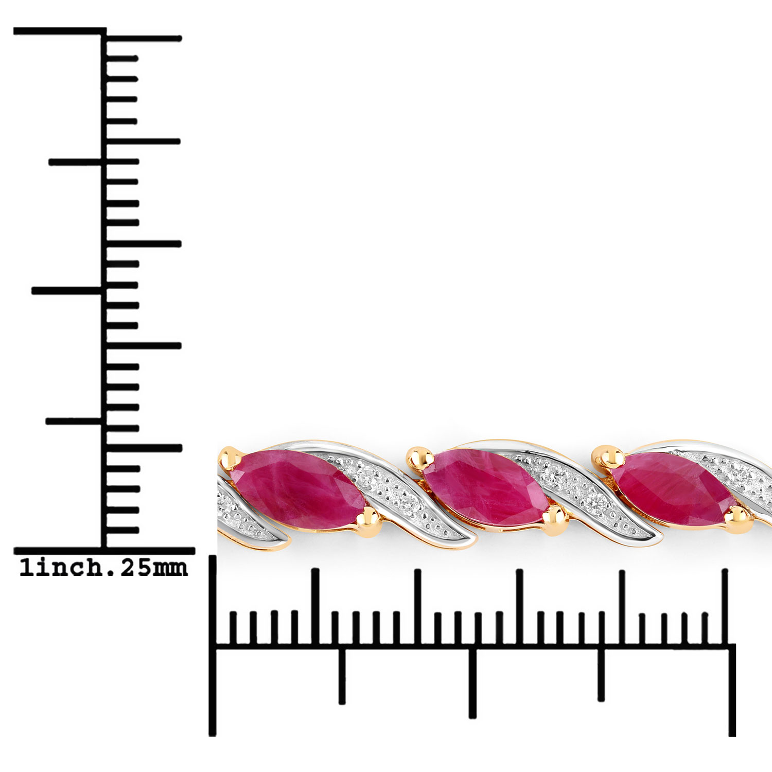 7.78 Carat Genuine Ruby and White Diamond 10K Yellow Gold Bracelet 7.78 C.T.W 10K yellow or white gold - view 9