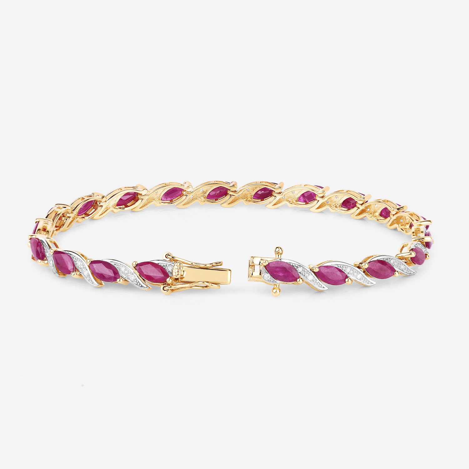 7.78 Carat Genuine Ruby and White Diamond 10K Yellow Gold Bracelet 7.78 C.T.W 10K yellow or white gold - view 8