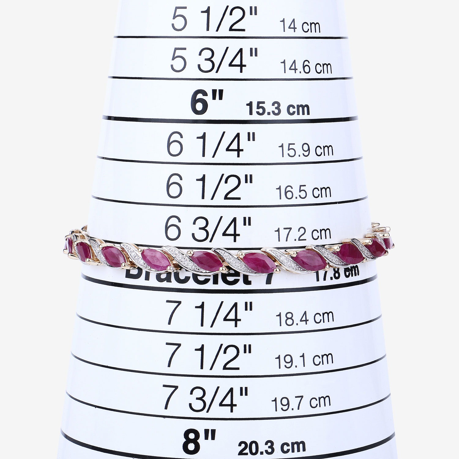 7.78 Carat Genuine Ruby and White Diamond 10K Yellow Gold Bracelet 7.78 C.T.W 10K yellow or white gold - view 4