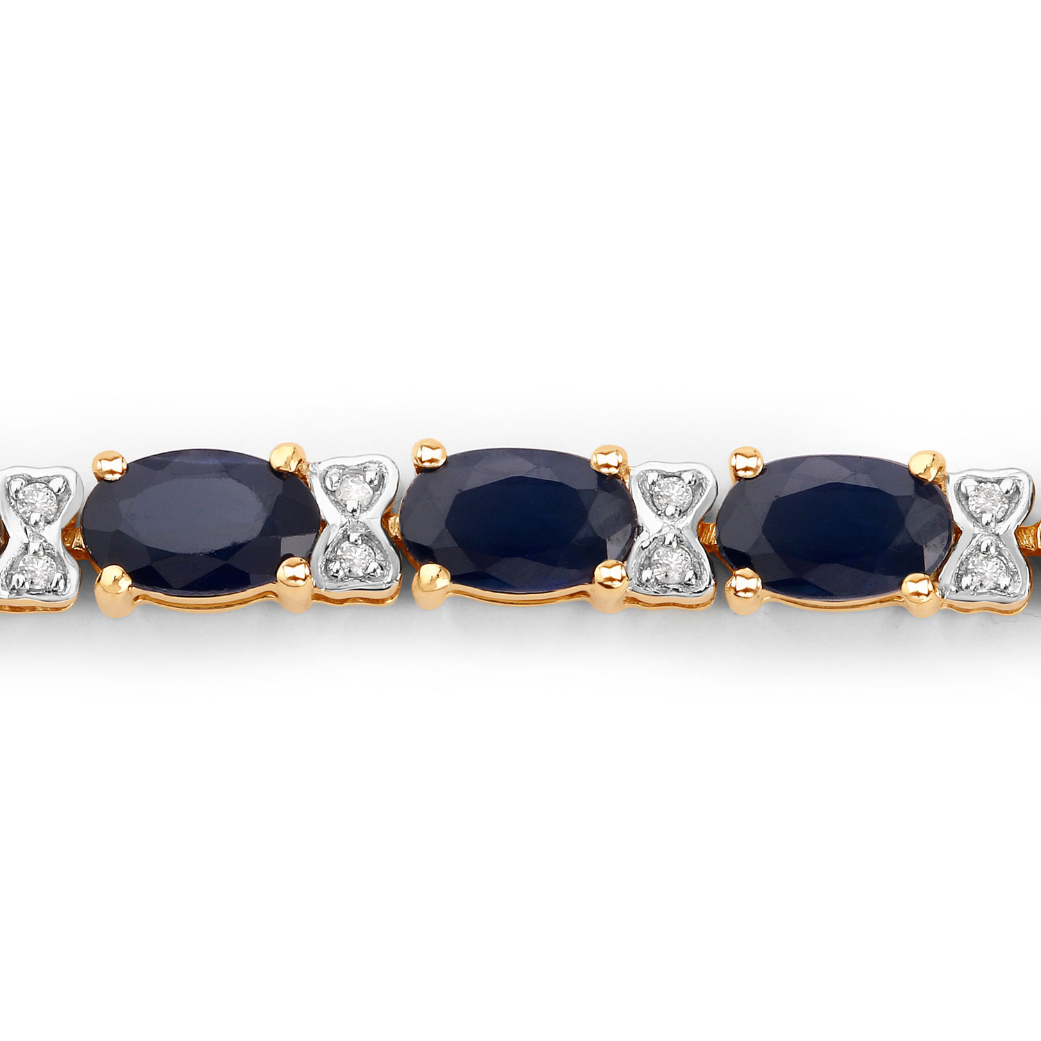 5.87 Carat Genuine Blue Sapphire and White Diamond 14K Yellow Gold Bracelet 5.87 C.T.W 14K yellow gold - view 3