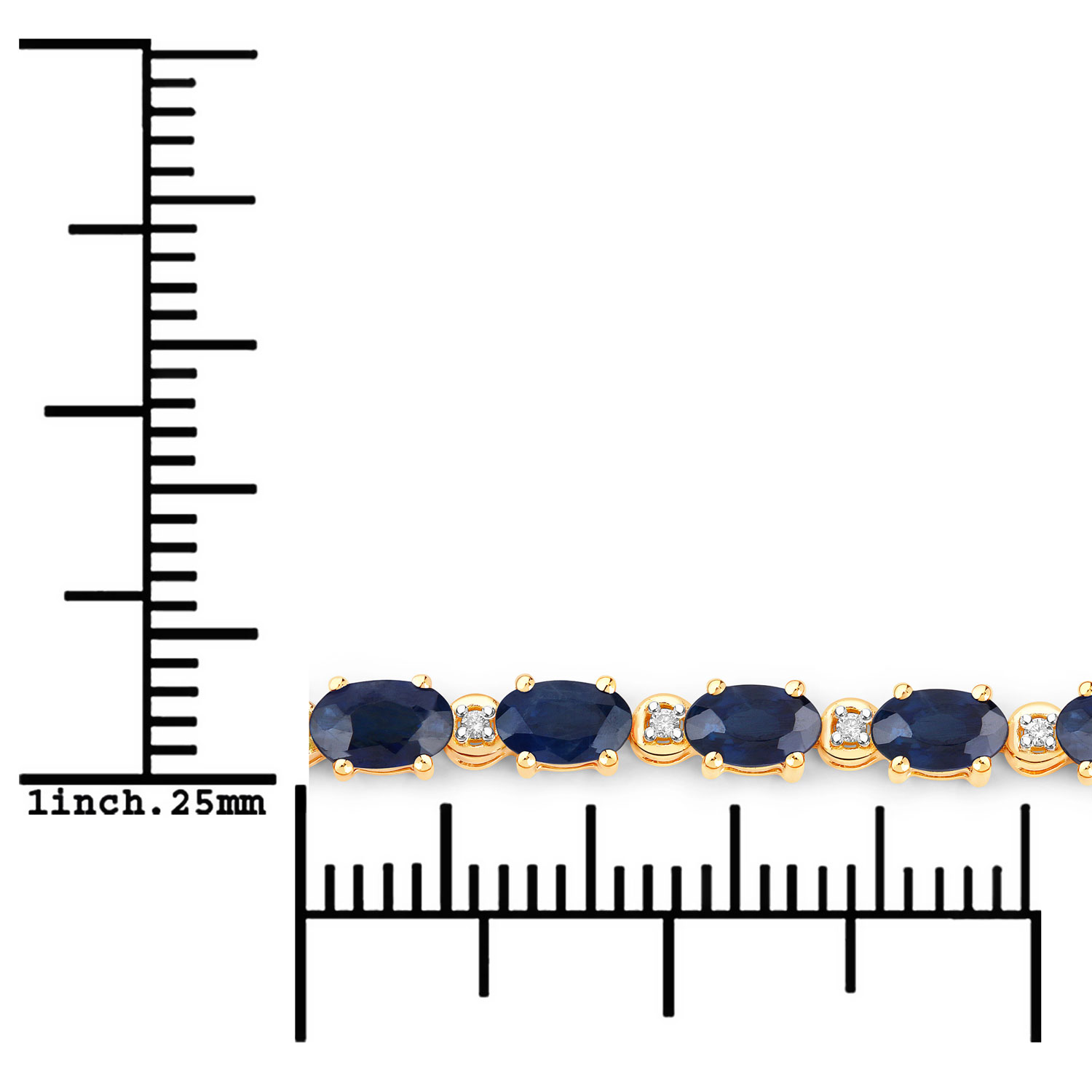 5.58 Carat Genuine Blue Sapphire and White Diamond 14K Yellow Gold Bracelet 5.58 C.T.W 14K yellow gold - view 3