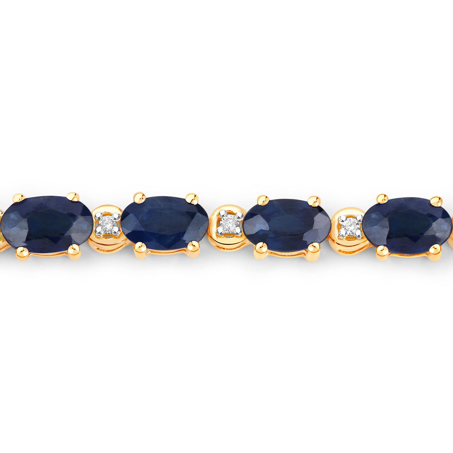 5.58 Carat Genuine Blue Sapphire and White Diamond 14K Yellow Gold Bracelet 5.58 C.T.W 14K yellow gold - view 2