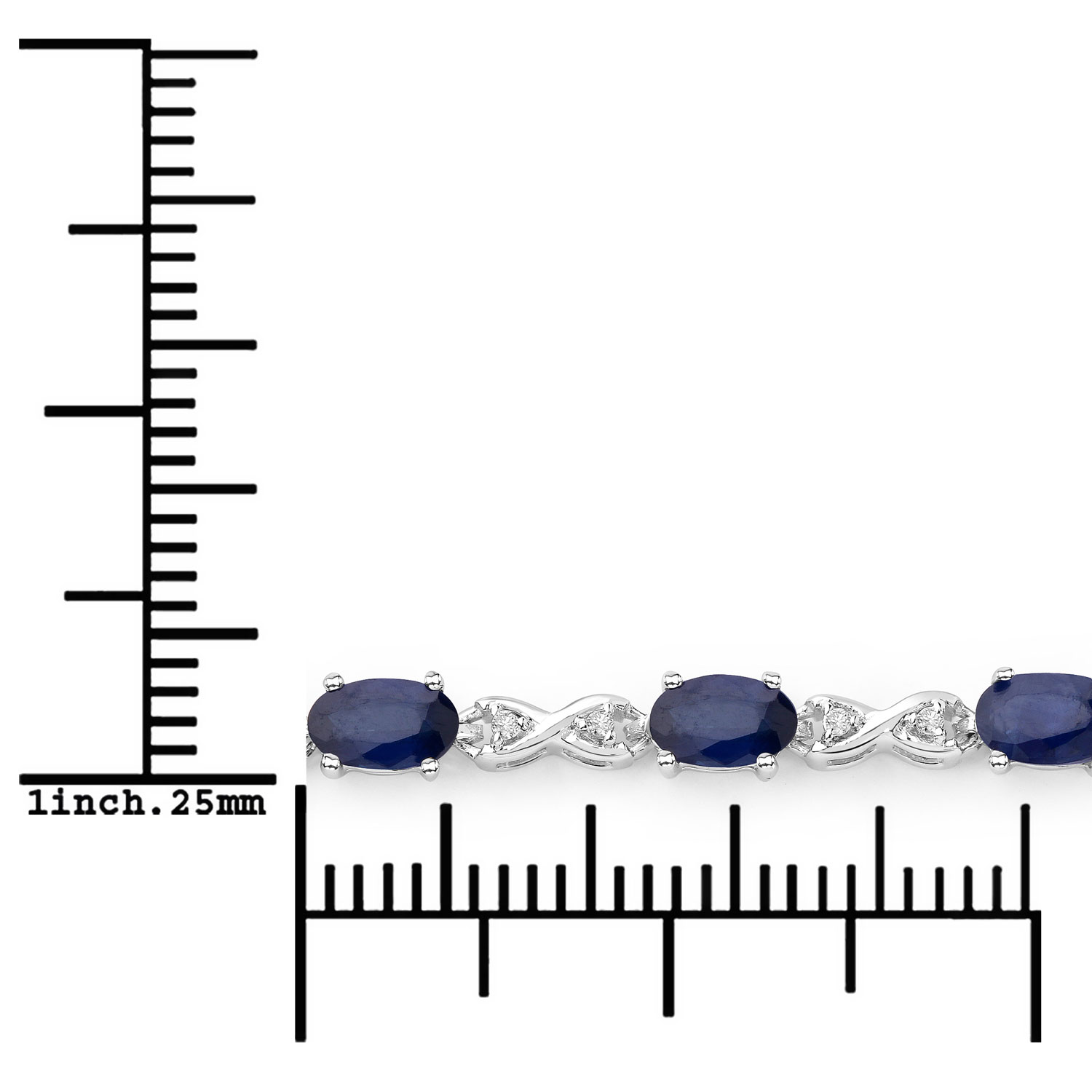 3.63 Carat Genuine Blue Sapphire and White Diamond 14K White Gold Bracelet 3.63 C.T.W 14K white gold - view 3