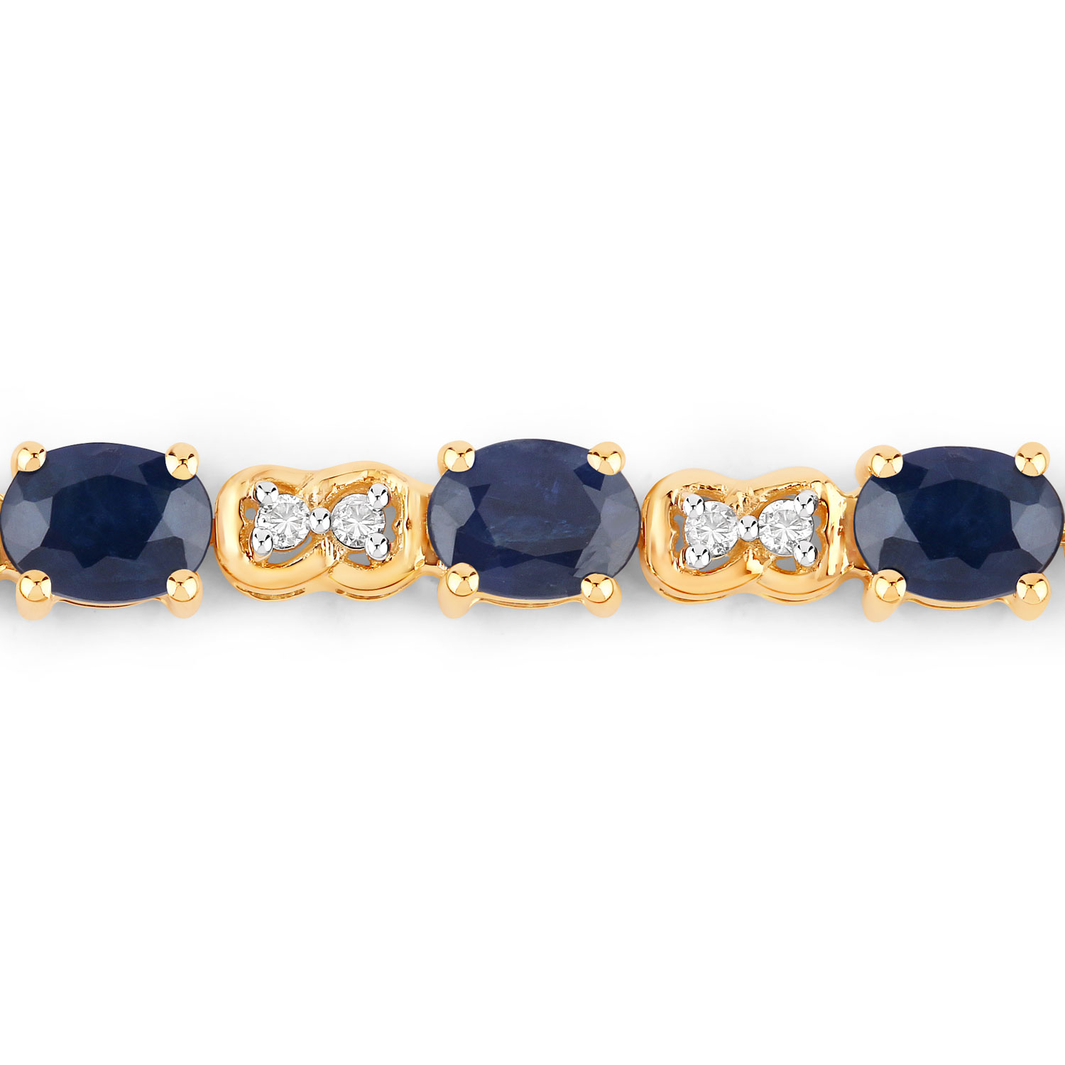 4.82 Carat Genuine Blue Sapphire and White Diamond 14K Yellow Gold Bracelet 4.82 C.T.W 14K yellow gold - view 3