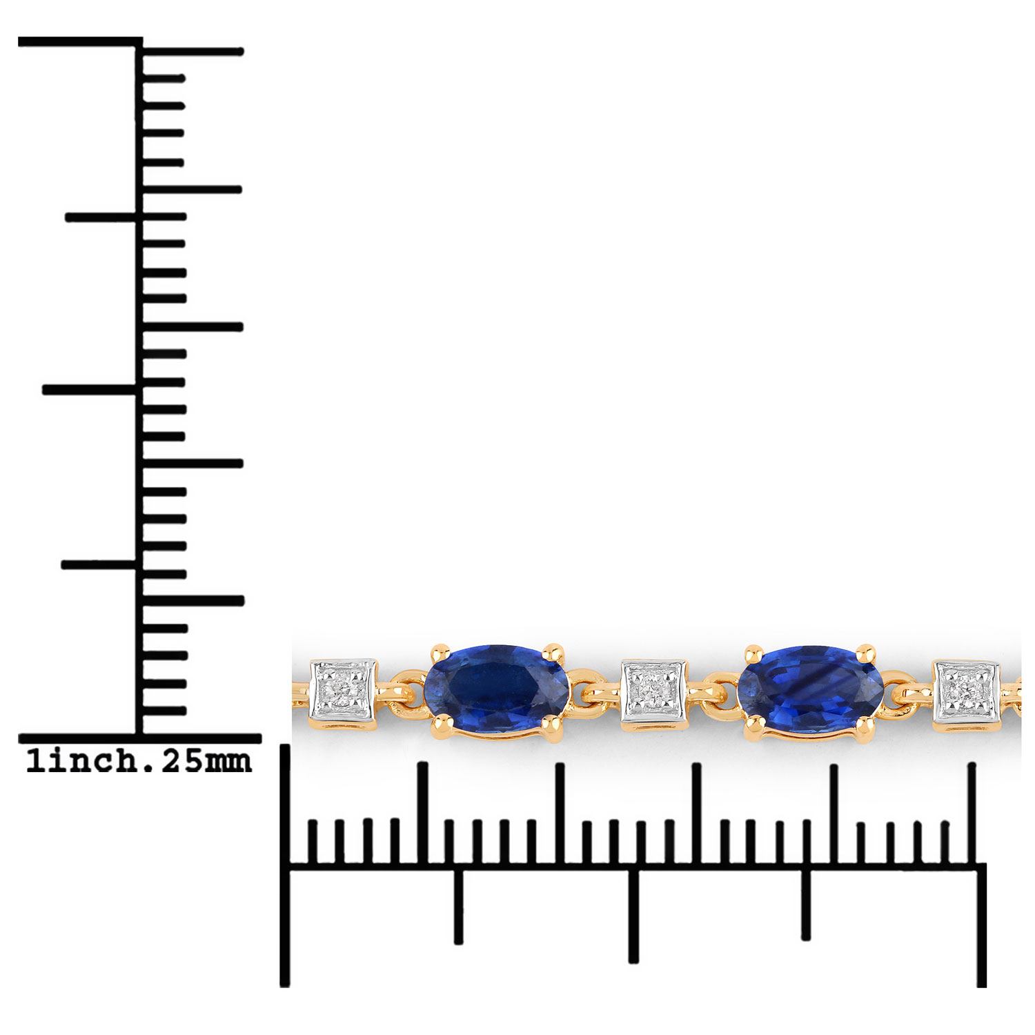 3.85 Carat Genuine Blue Sapphire and White Diamond 14K Yellow Gold Bracelet 3.85 C.T.W 14K yellow or white gold - view 3