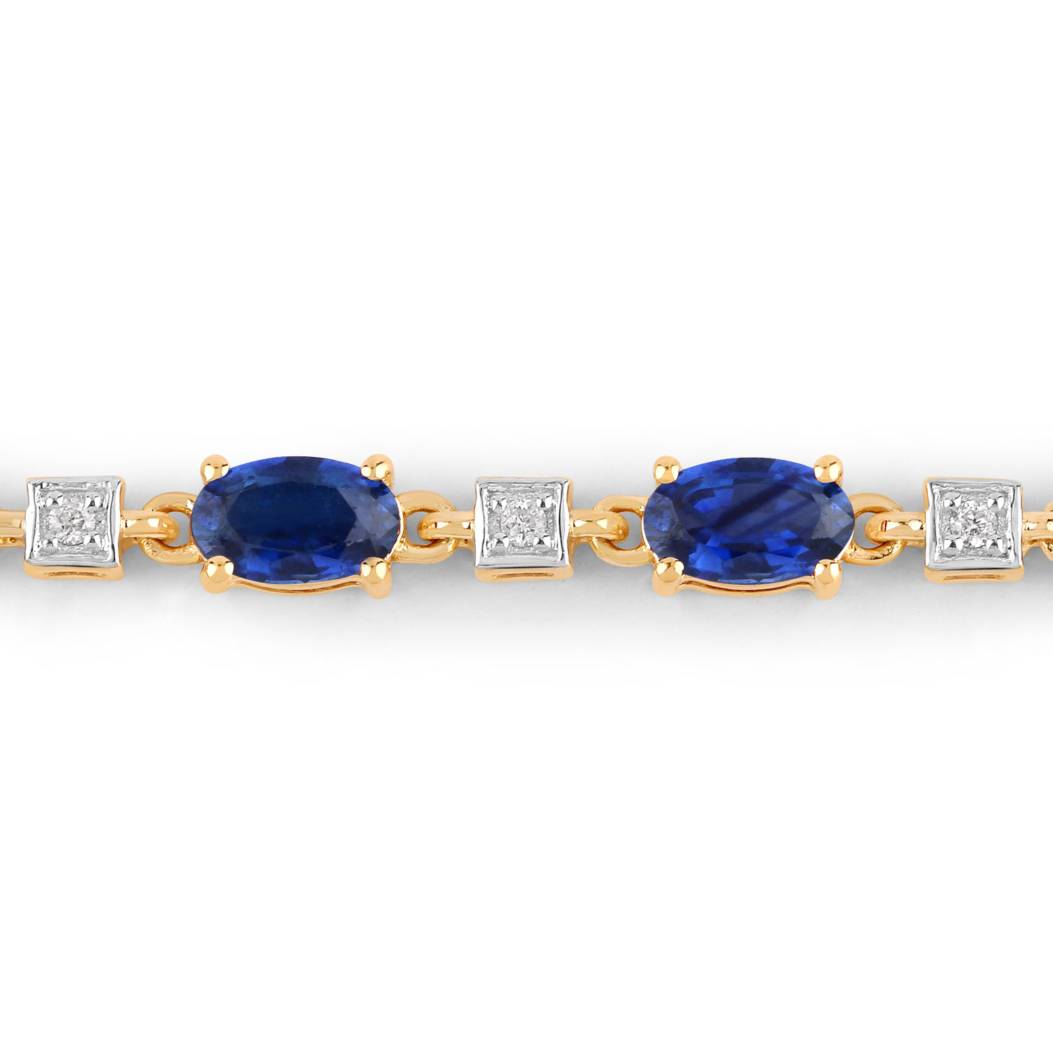 3.85 Carat Genuine Blue Sapphire and White Diamond 14K Yellow Gold Bracelet 3.85 C.T.W 14K yellow or white gold - view 2