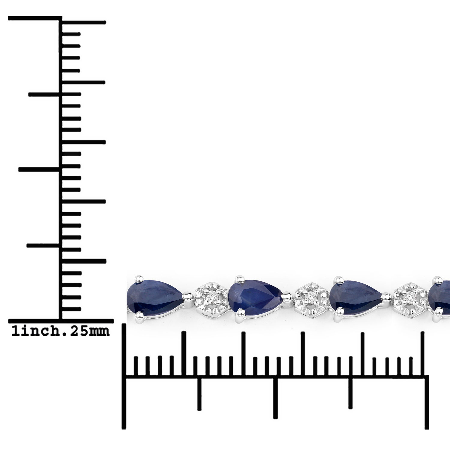 5.13 Carat Genuine Blue Sapphire and White Diamond 14K White Gold Bracelet 5.13 C.T.W 14K white gold - view 2