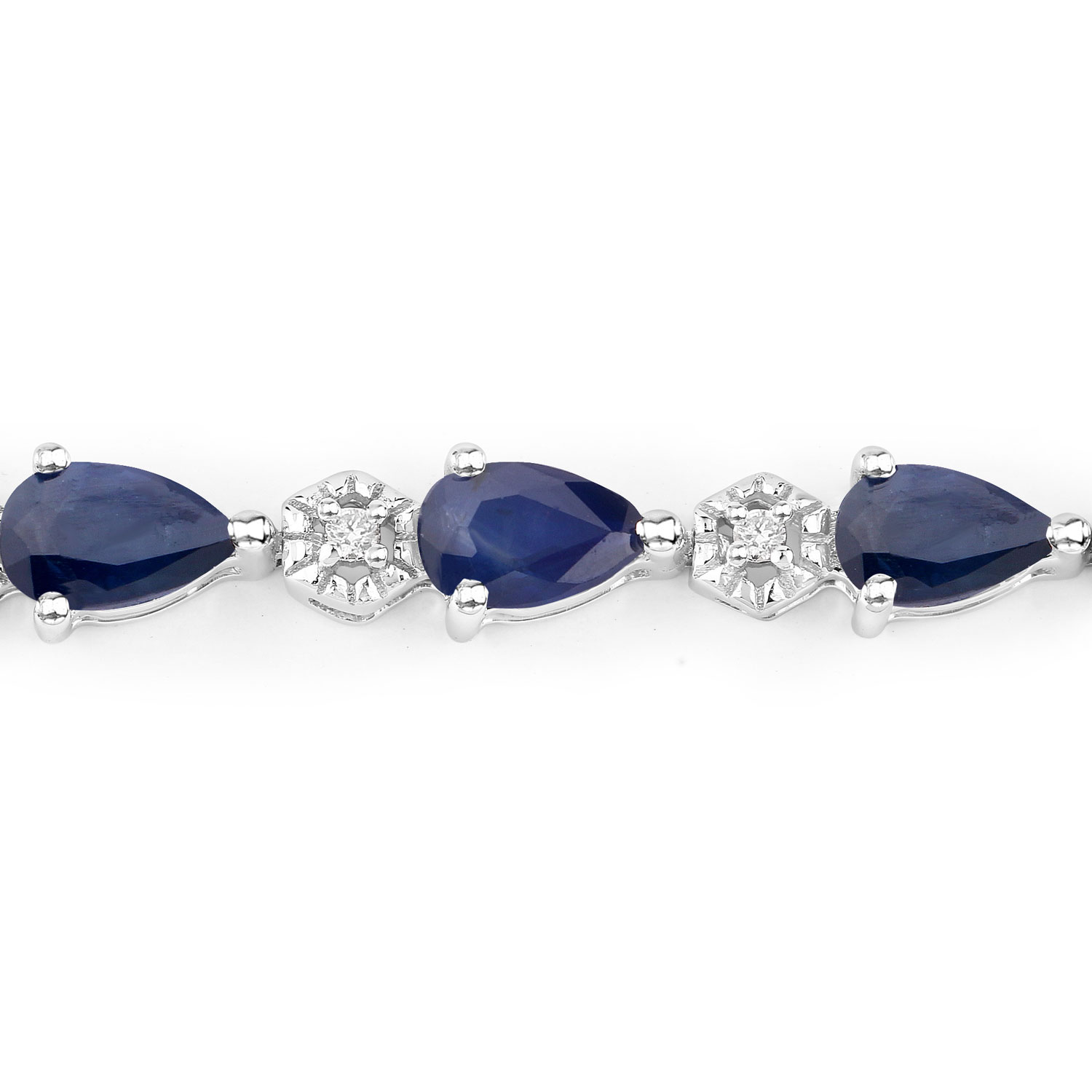 5.13 Carat Genuine Blue Sapphire and White Diamond 14K White Gold Bracelet 5.13 C.T.W 14K white gold - view 3