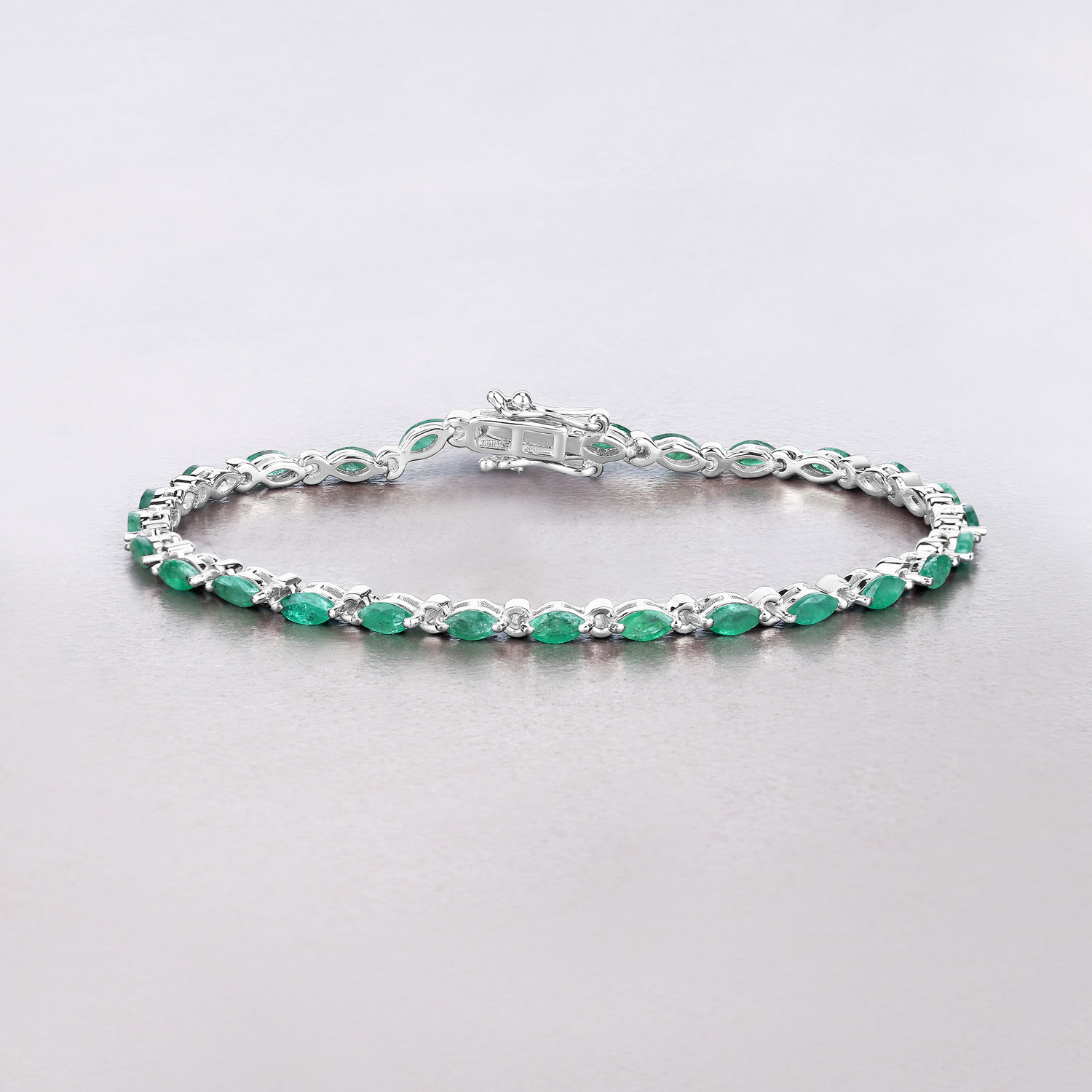 3.24 Carat Genuine Zambian Emerald .925 Sterling Silver Bracelet 2.20 C.T.W Sterling Silver - view 8
