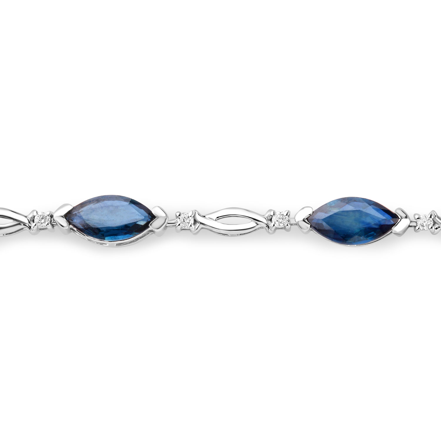 5.58 Carat Genuine Blue Sapphire and White Diamond 14K White Gold Bracelet 5.58 C.T.W 14K white gold - view 2