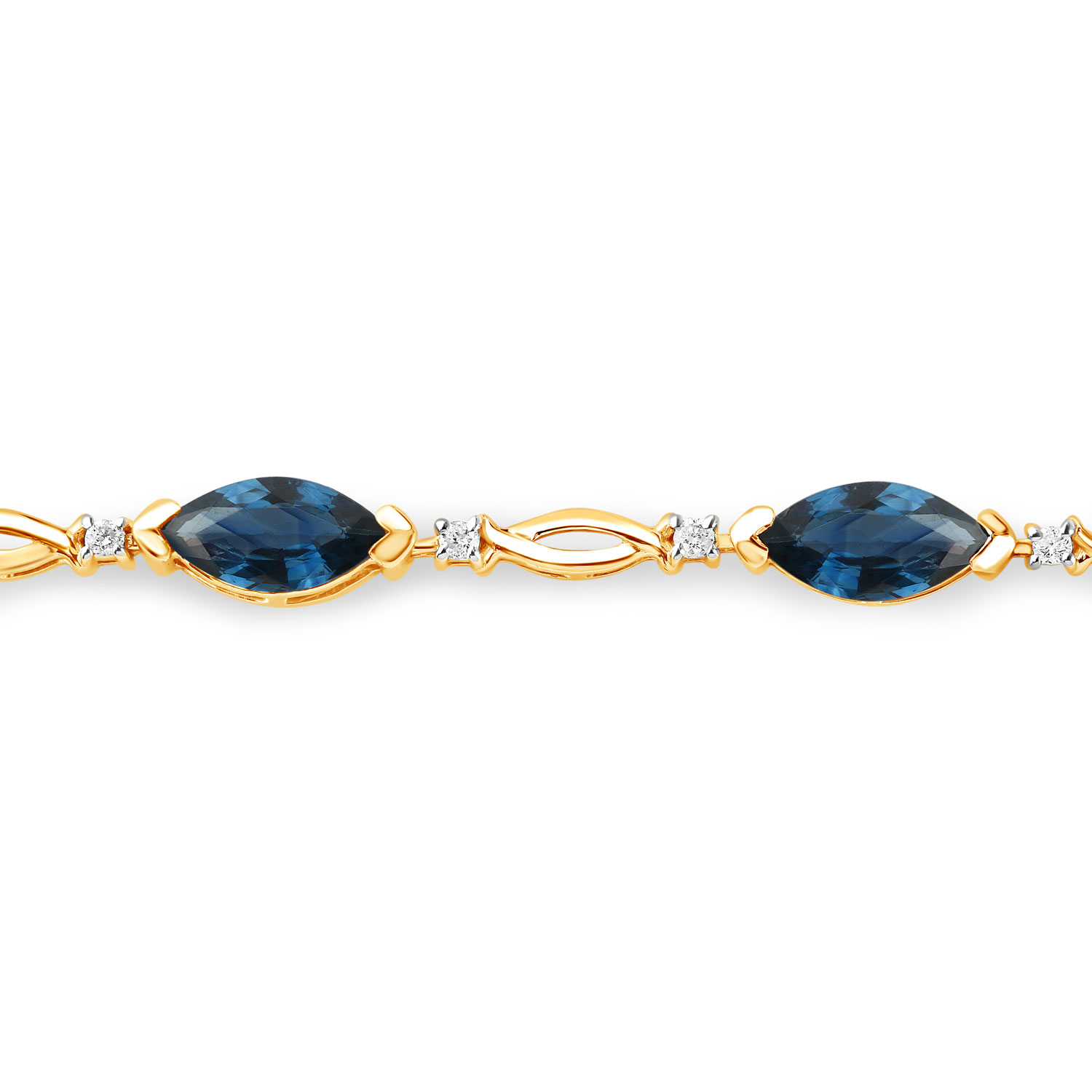 5.58 Carat Genuine Blue Sapphire and White Diamond 14K Yellow Gold Bracelet 5.58 C.T.W 14K yellow or white gold - view 3