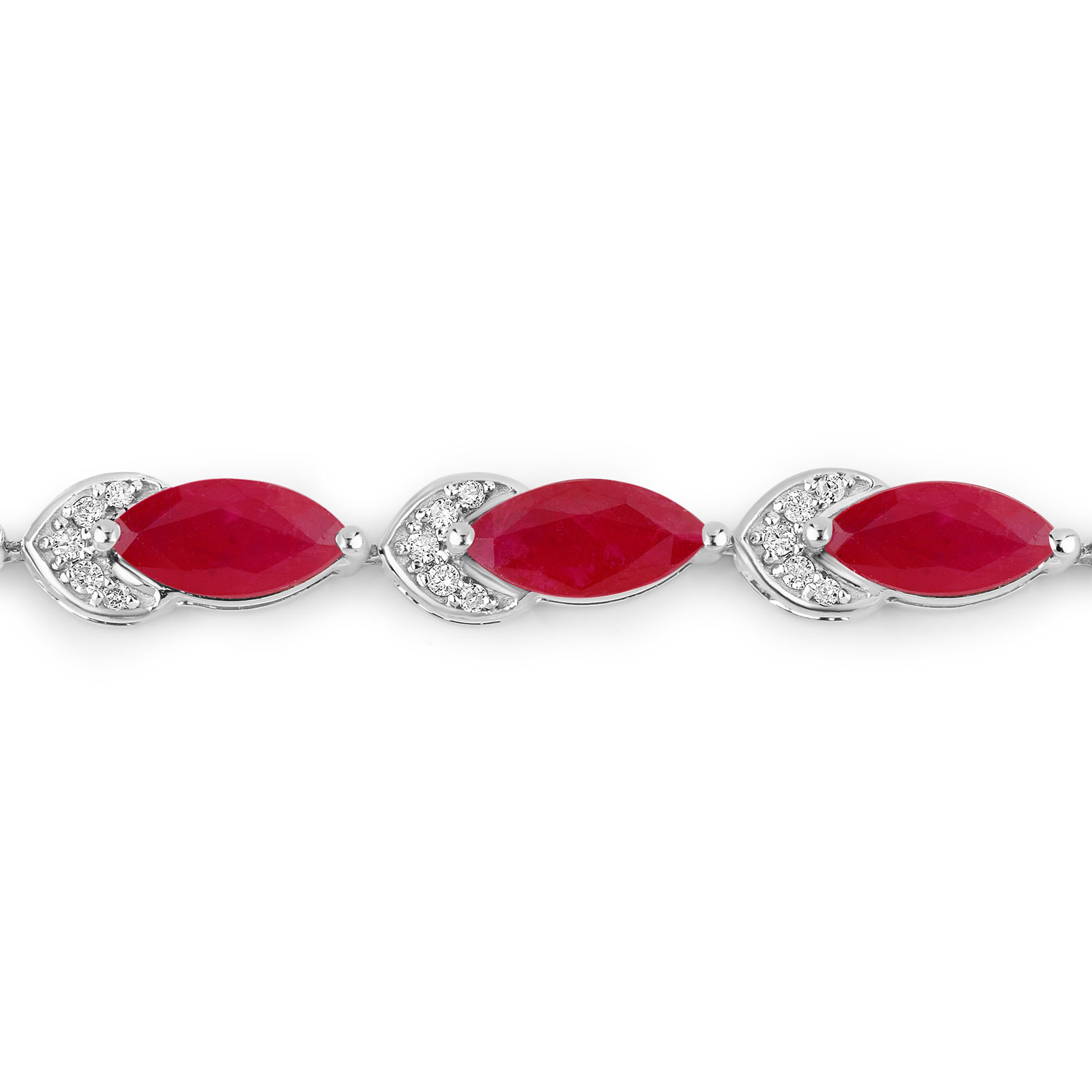 6.79 Carat Genuine Ruby and White Diamond 14K White Gold Bracelet 6.79 C.T.W 14K white gold - view 2