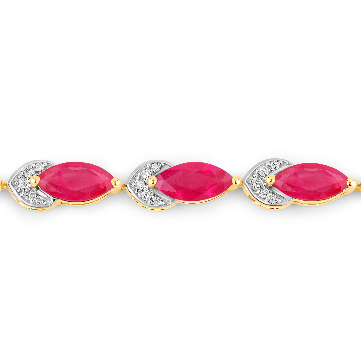 6.79 Carat Genuine Ruby and White Diamond 14K Yellow Gold Bracelet 6.79 C.T.W 14K yellow or white gold - view 2