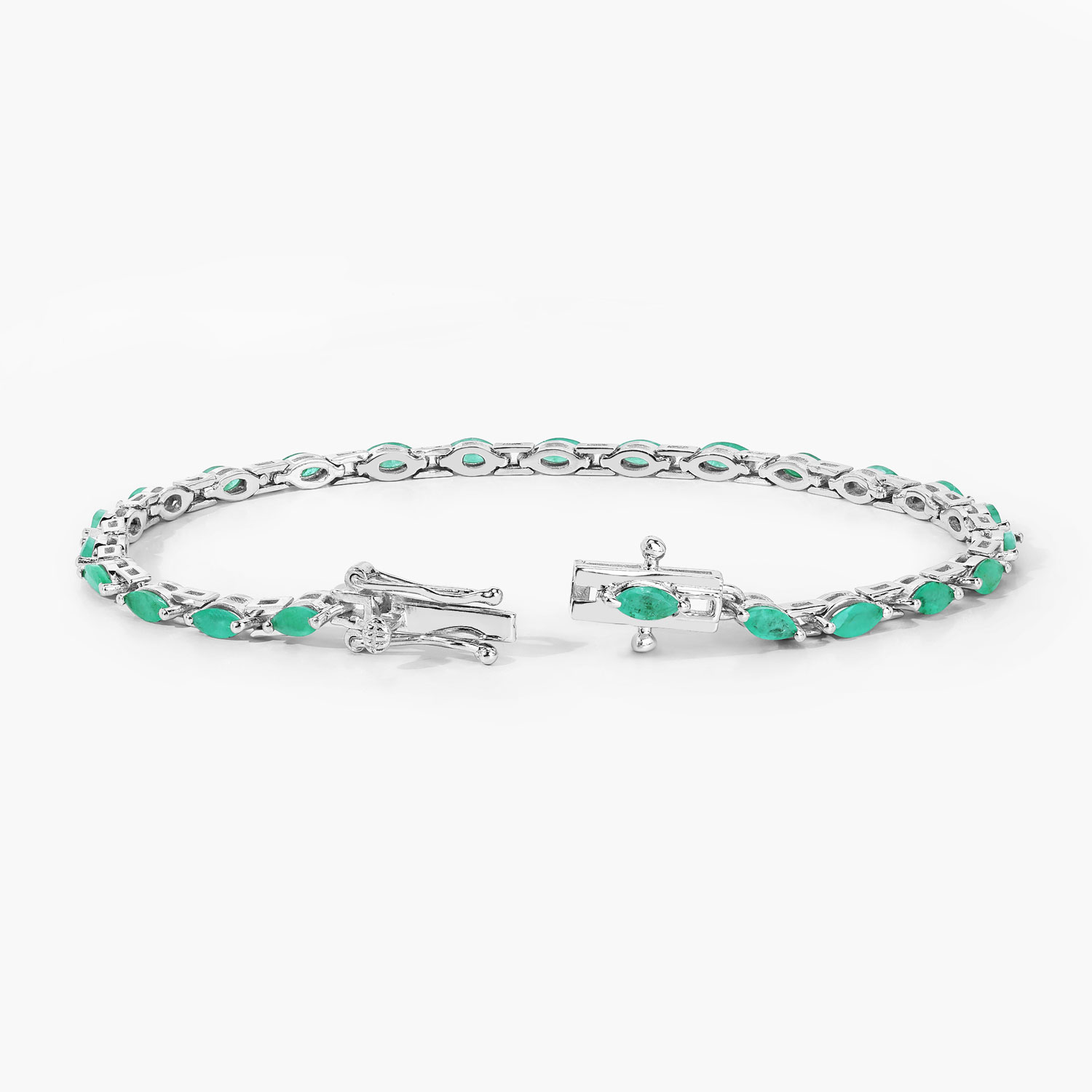 2.88 Carat Genuine Emerald .925 Sterling Silver Bracelet 2.20 C.T.W Sterling Silver - view 3