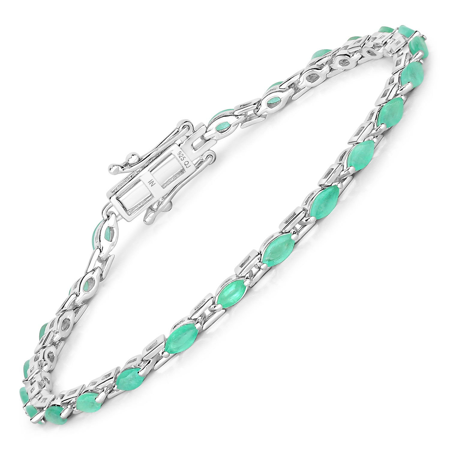 2.88 Carat Genuine Emerald .925 Sterling Silver Bracelet 2.20 C.T.W Sterling Silver - view 4