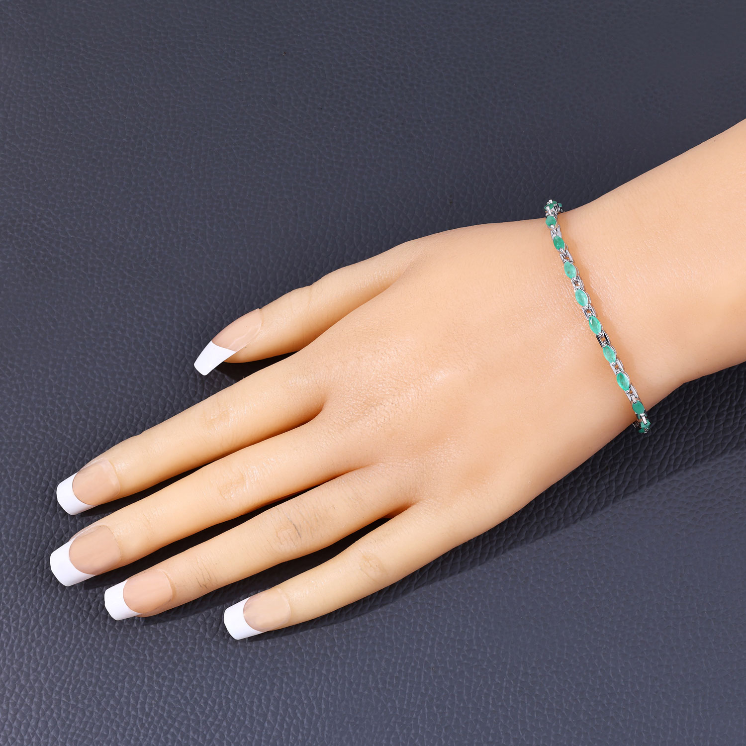 2.88 Carat Genuine Emerald .925 Sterling Silver Bracelet 2.20 C.T.W Sterling Silver - view 5