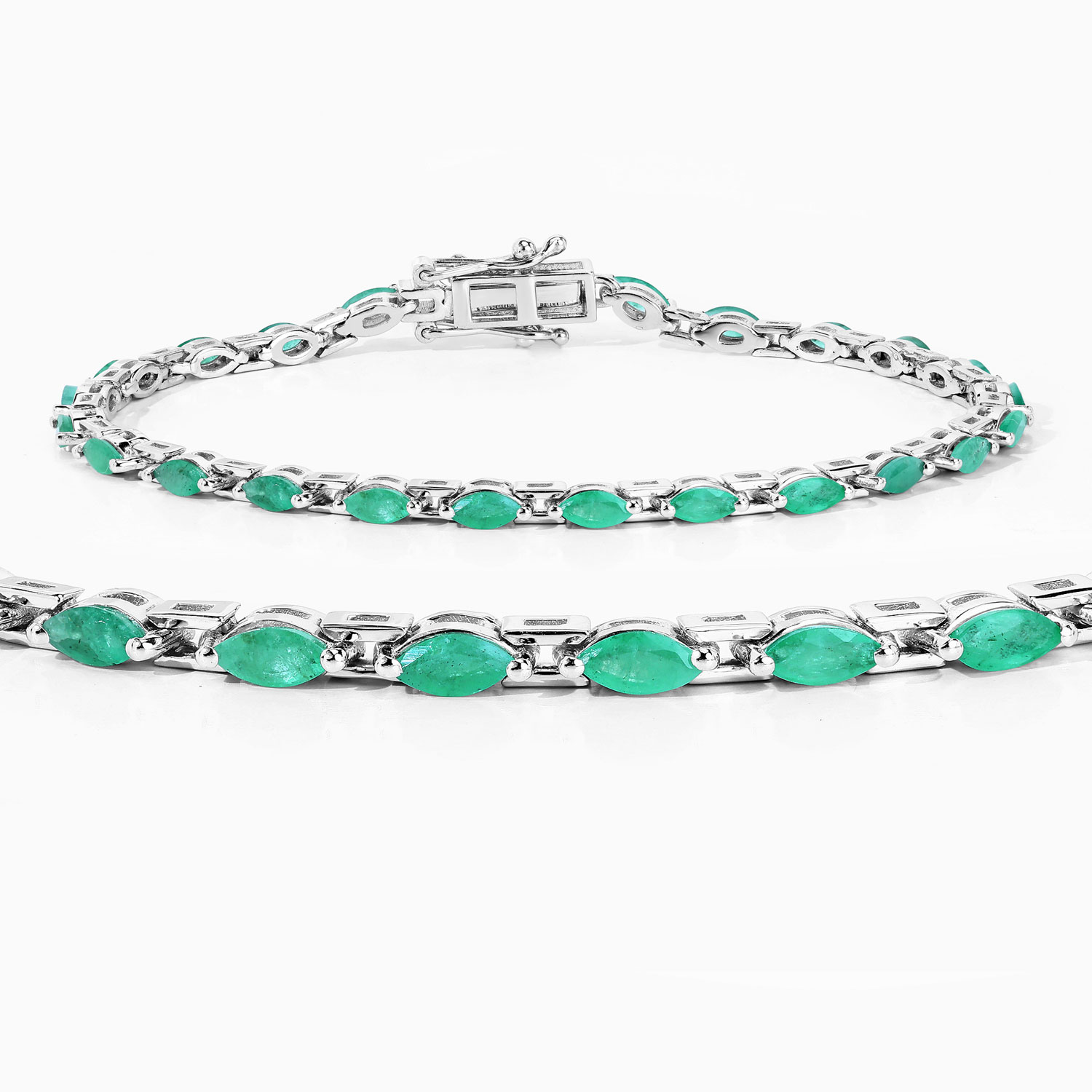 2.88 Carat Genuine Emerald .925 Sterling Silver Bracelet 2.20 C.T.W Sterling Silver - view 9