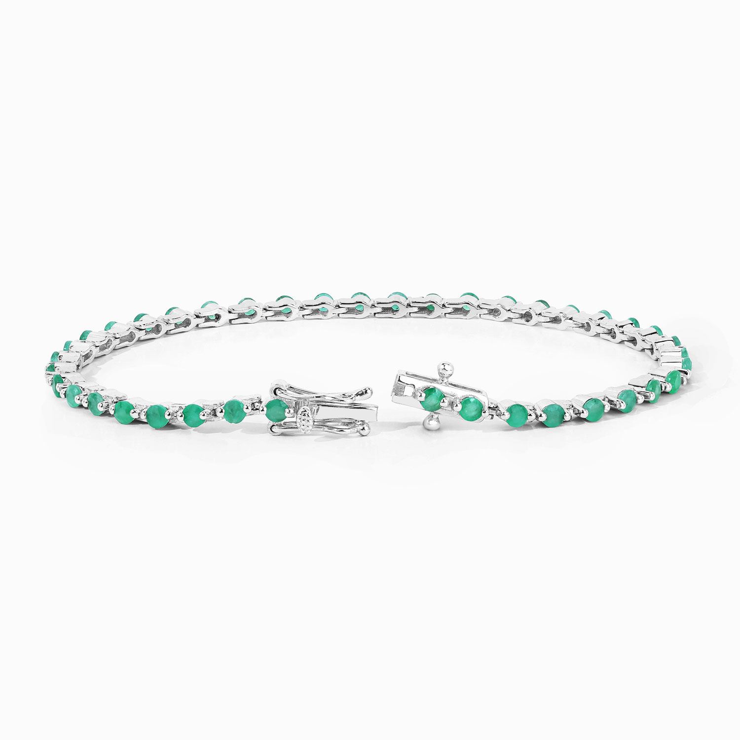 2.20 Carat Genuine Emerald .925 Sterling Silver Bracelet 2.20 C.T.W Sterling Silver - view 4