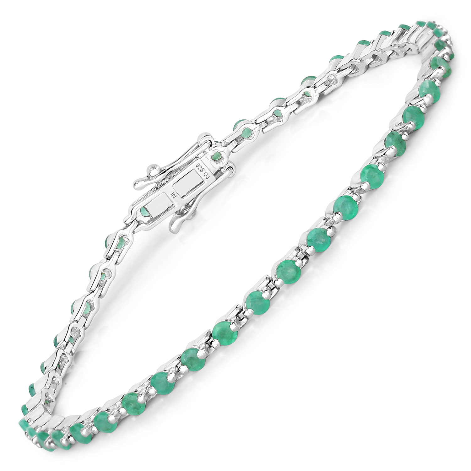 2.20 Carat Genuine Emerald .925 Sterling Silver Bracelet 2.20 C.T.W Sterling Silver - view 6