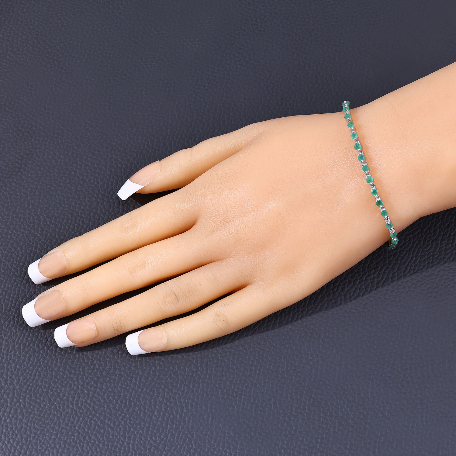 2.20 Carat Genuine Emerald .925 Sterling Silver Bracelet 2.20 C.T.W Sterling Silver - view 2