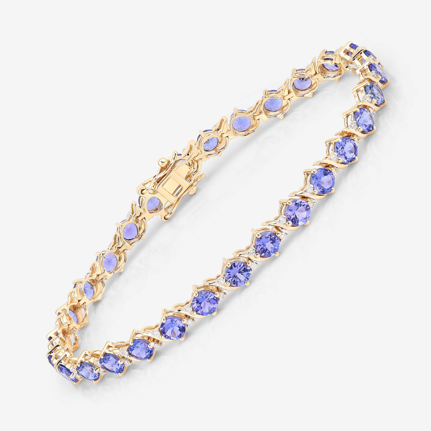 6.93 Carat Genuine Tanzanite and White Diamond 14K Yellow Gold Bracelet 6.93 C.T.W 14K yellow or white gold - view 8