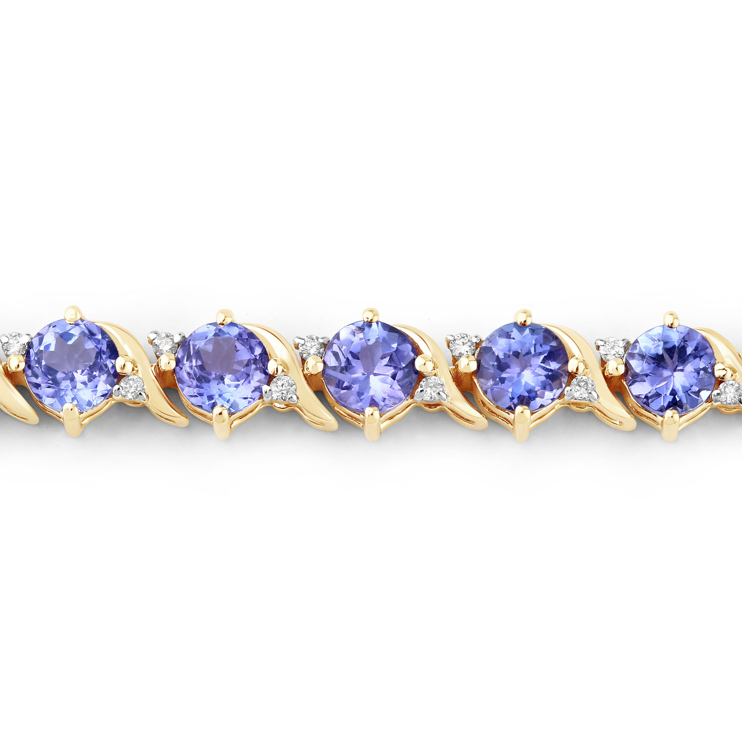 6.93 Carat Genuine Tanzanite and White Diamond 14K Yellow Gold Bracelet 6.93 C.T.W 14K yellow or white gold - view 10