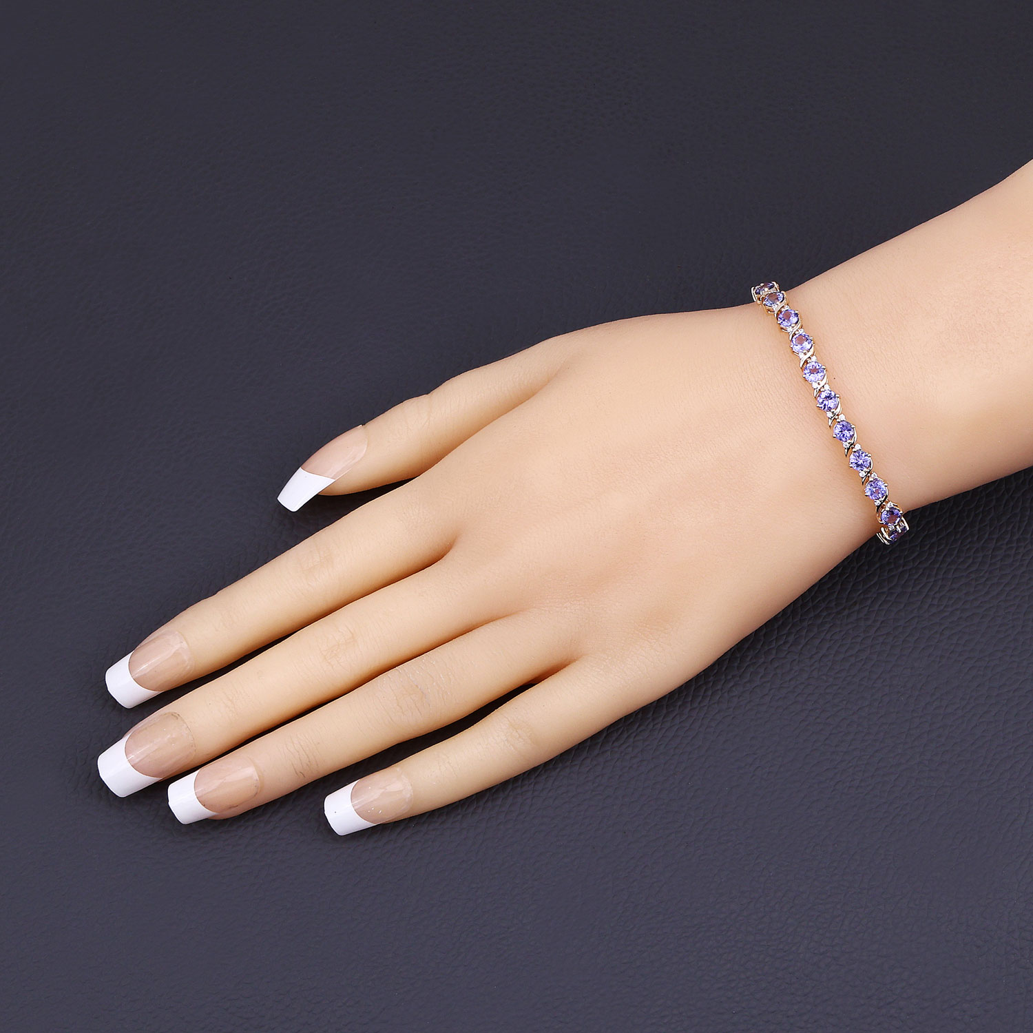 6.93 Carat Genuine Tanzanite and White Diamond 14K Yellow Gold Bracelet 6.93 C.T.W 14K yellow or white gold - view 7