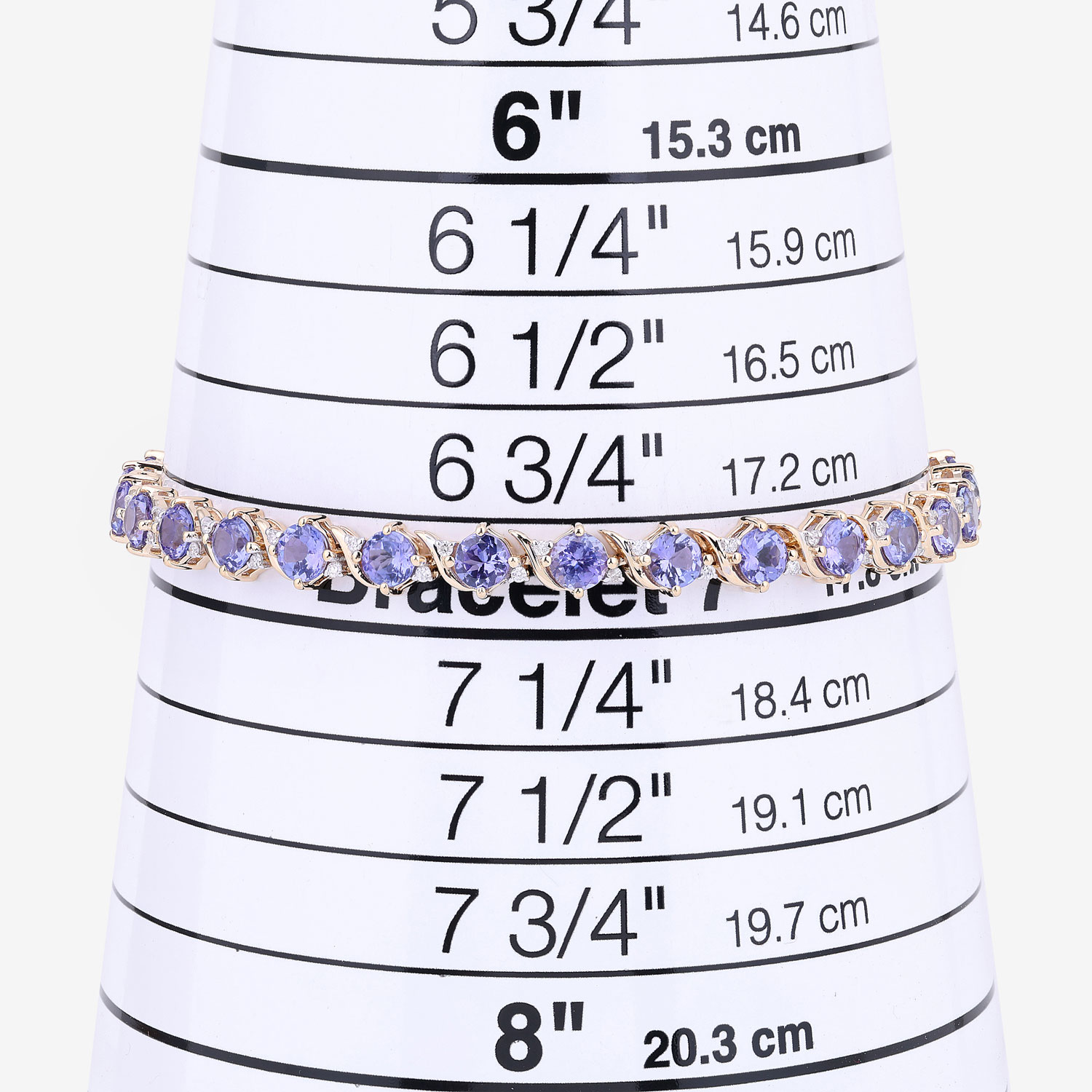 6.93 Carat Genuine Tanzanite and White Diamond 14K Yellow Gold Bracelet 6.93 C.T.W 14K yellow or white gold - view 5