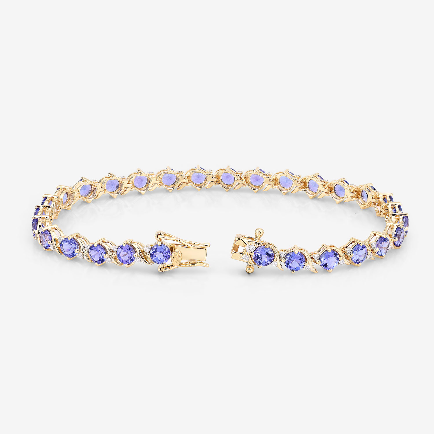 6.93 Carat Genuine Tanzanite and White Diamond 14K Yellow Gold Bracelet 6.93 C.T.W 14K yellow or white gold - view 9