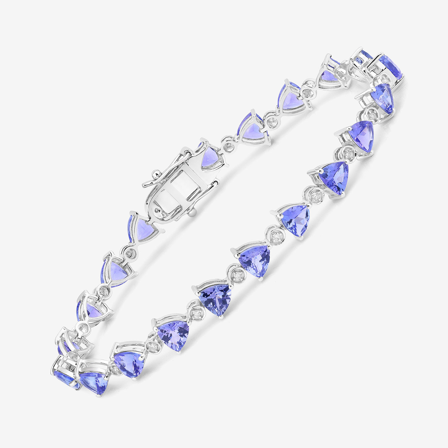 9.24 Carat Genuine Tanzanite and White Diamond 14K White Gold Bracelet 9.24 C.T.W 14K white gold - view 9