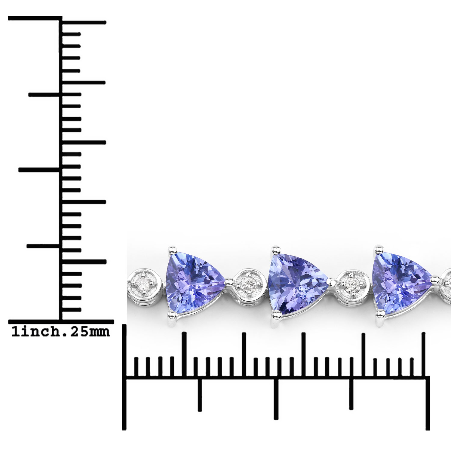 9.24 Carat Genuine Tanzanite and White Diamond 14K White Gold Bracelet 9.24 C.T.W 14K white gold - view 6
