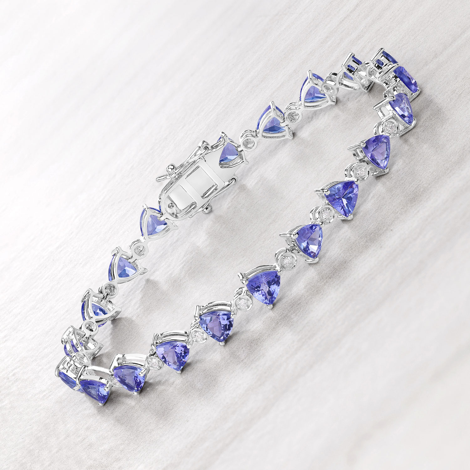 9.24 Carat Genuine Tanzanite and White Diamond 14K White Gold Bracelet 9.24 C.T.W 14K white gold - view 2