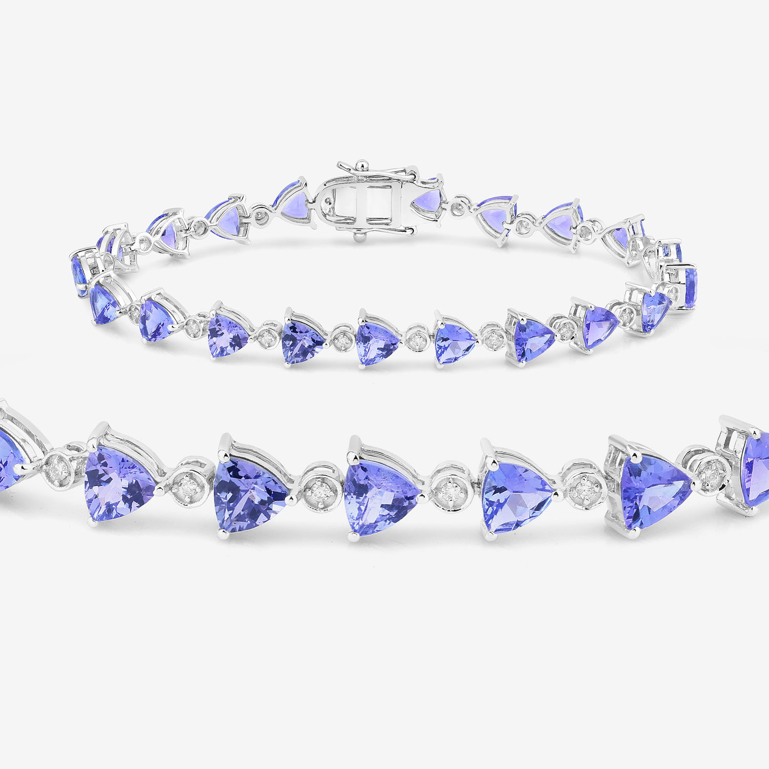 9.24 Carat Genuine Tanzanite and White Diamond 14K White Gold Bracelet 9.24 C.T.W 14K white gold - view 7