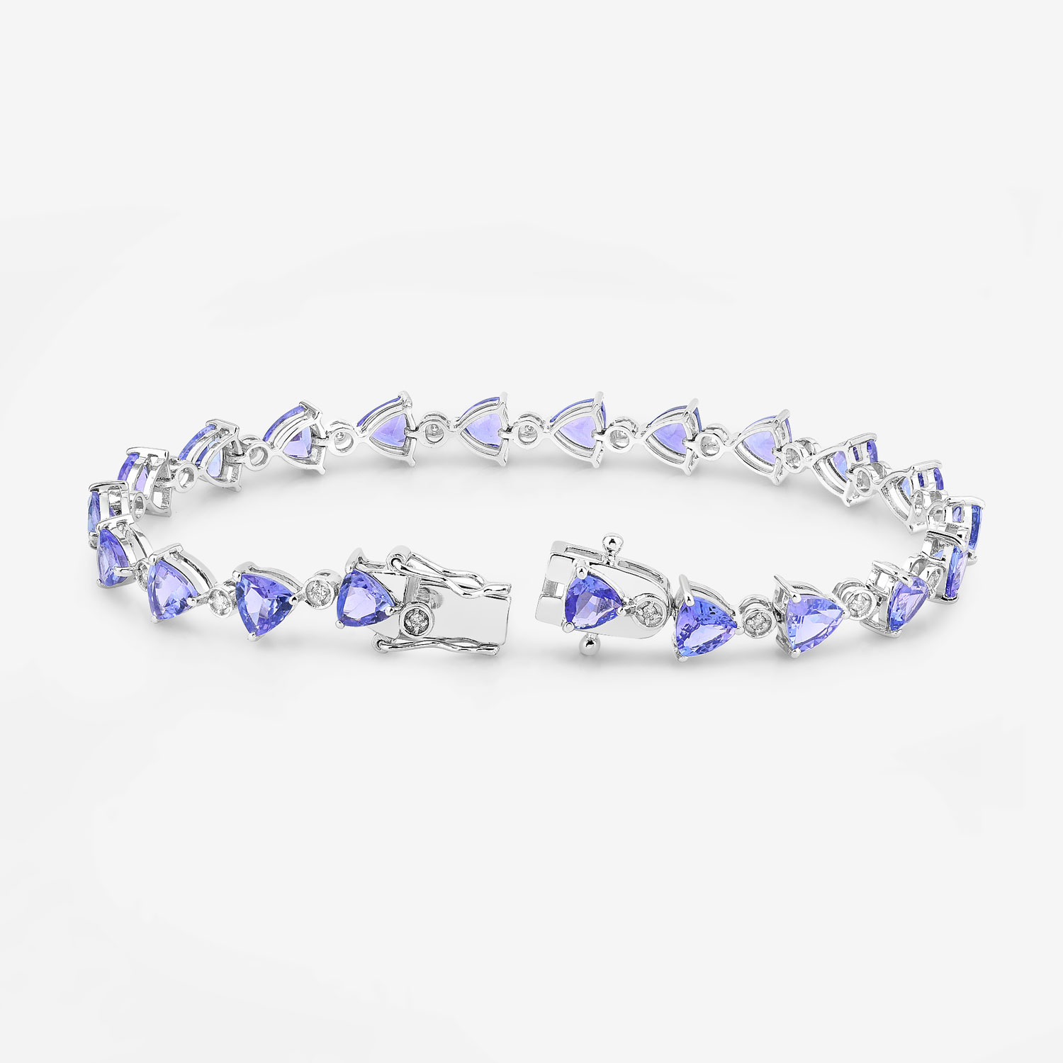 9.24 Carat Genuine Tanzanite and White Diamond 14K White Gold Bracelet 9.24 C.T.W 14K white gold - view 10