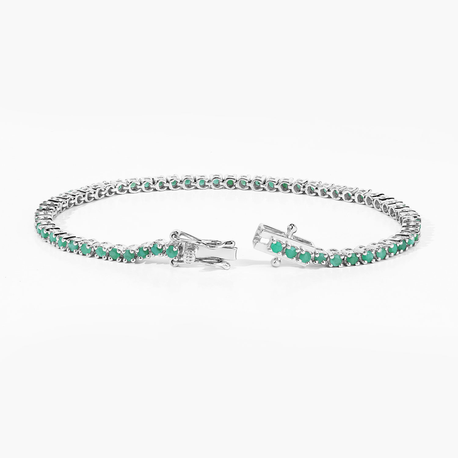 1.83 Carat Genuine Emerald .925 Sterling Silver Bracelet 2.20 C.T.W Sterling Silver - view 7